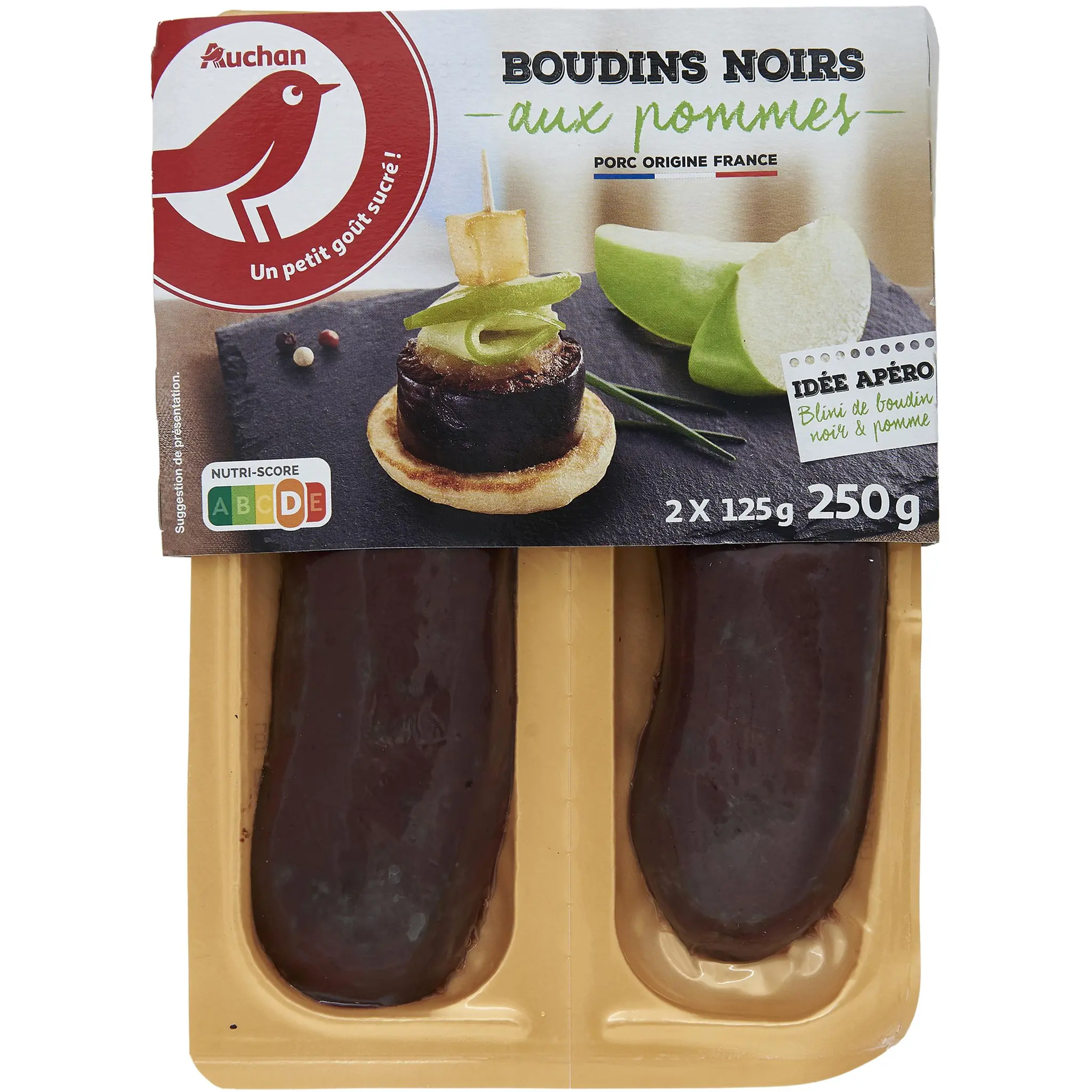 AUCHAN Boudins noirs aux pommes