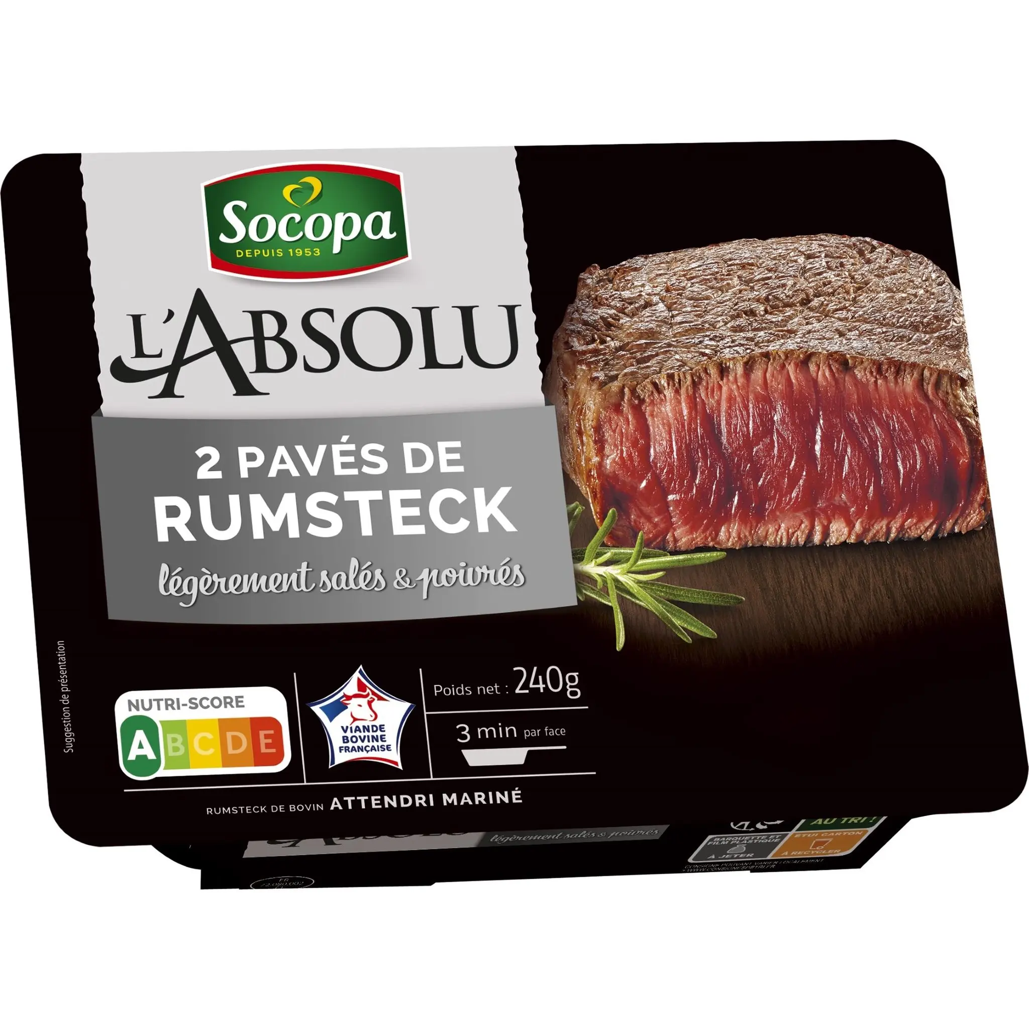 SOCOPA Pavés de rumsteck légèrement salés et poivrés