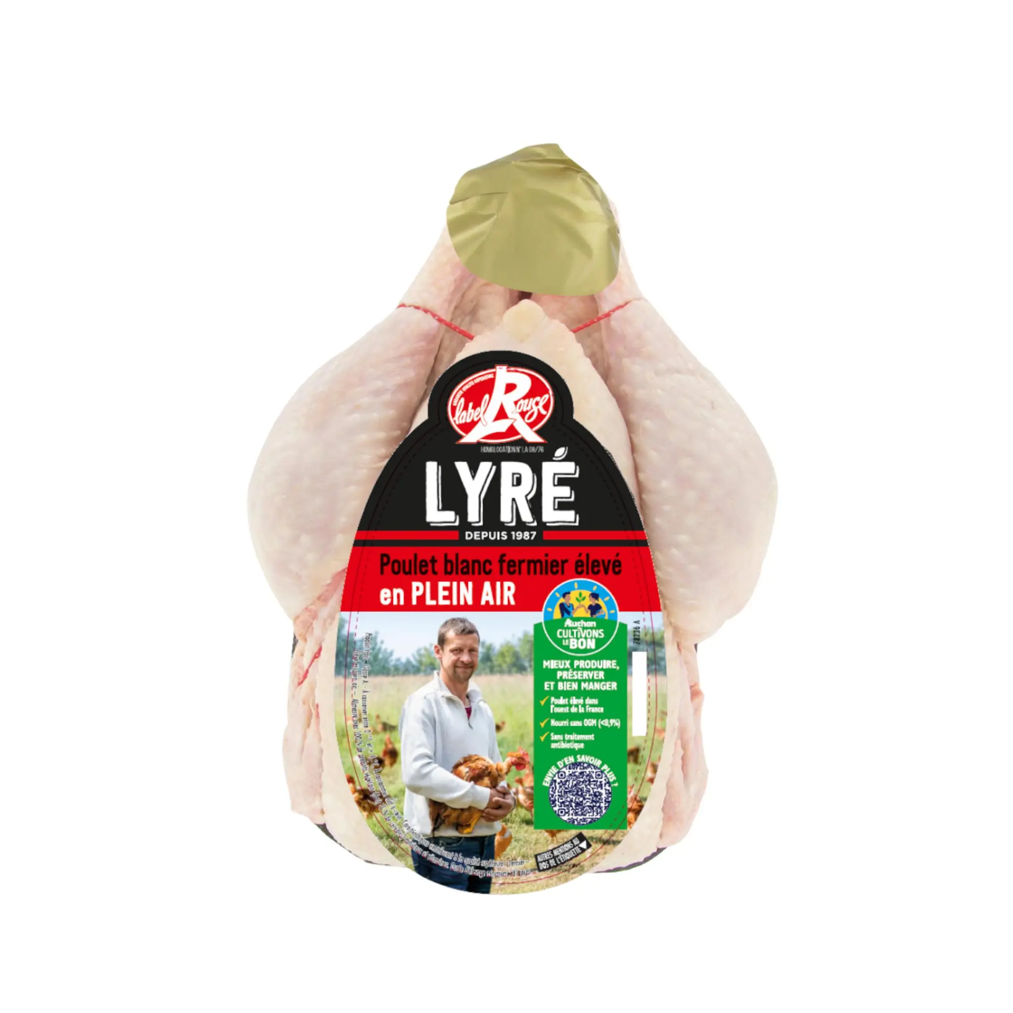 LYRE CULTIVONS LE BON Poulet fermier blanc élevé en plein air Label Rouge