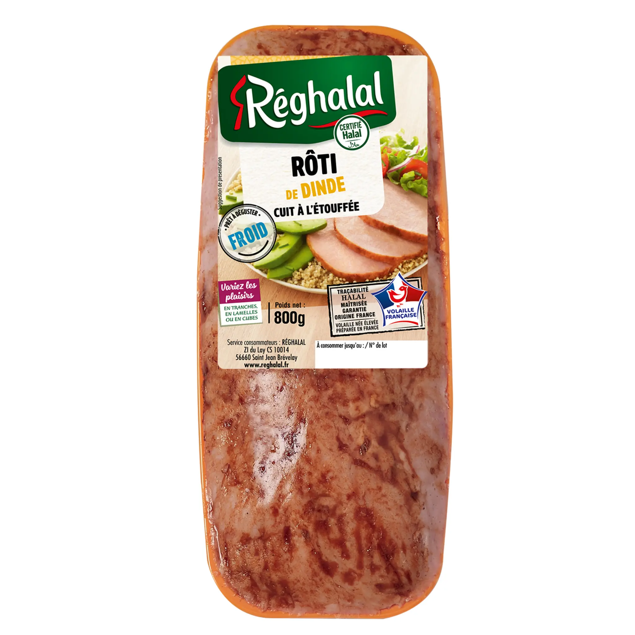 REGHALAL Rôti de dinde cuit à l'étouffée halal