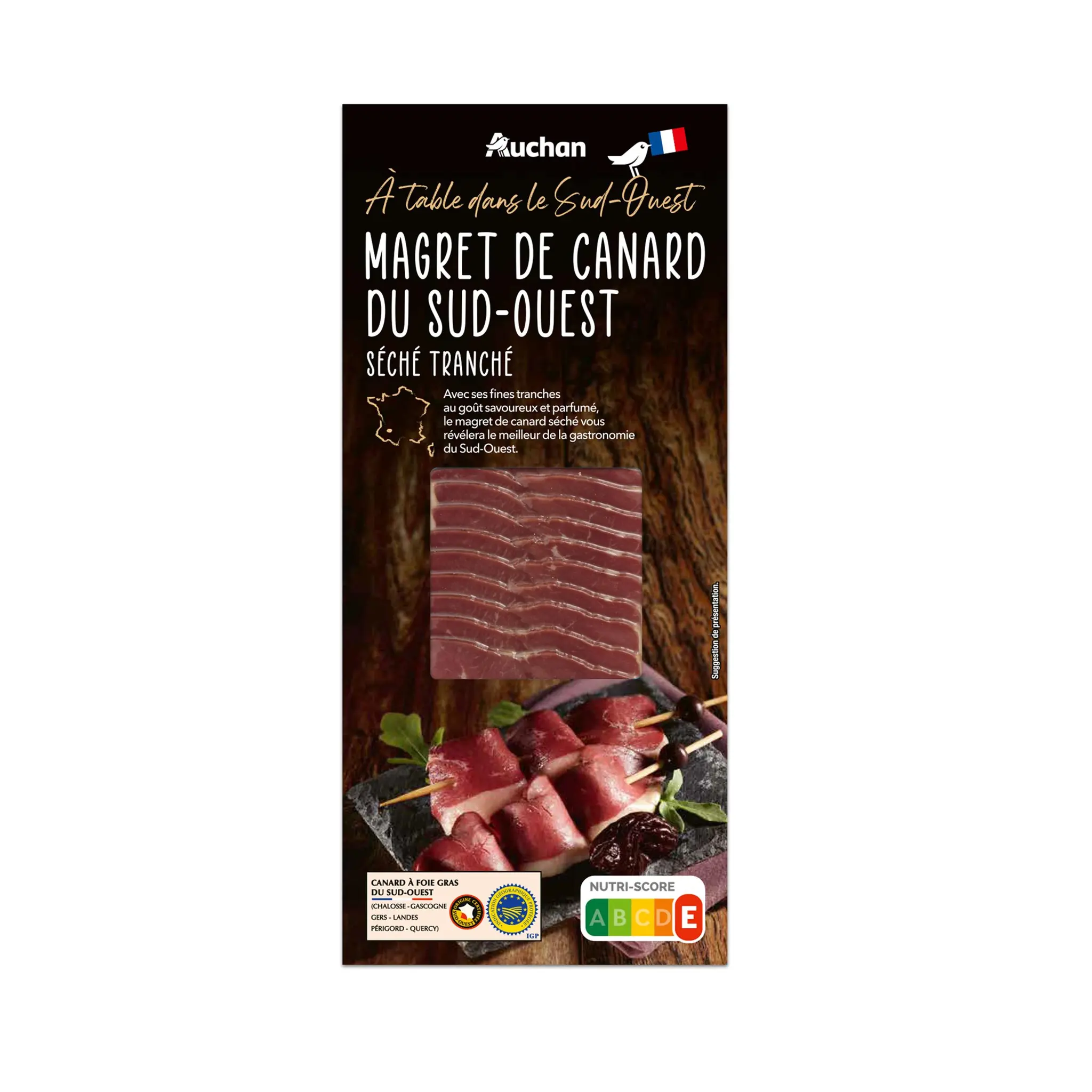AUCHAN TERROIR Magret de canard du Sud-Ouest séché tranché