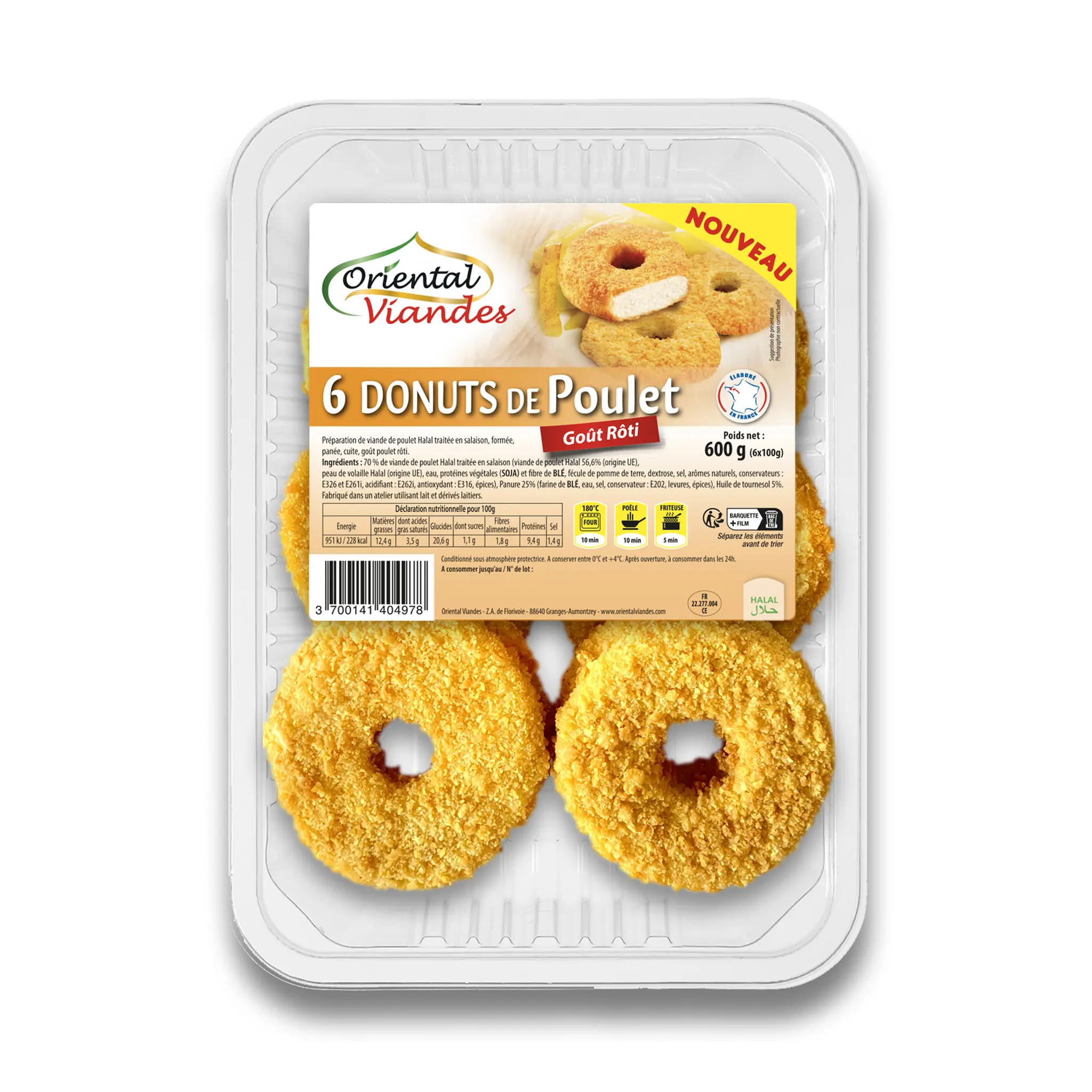 ORIENTAL VIANDES Donuts de poulet halal goût rôti