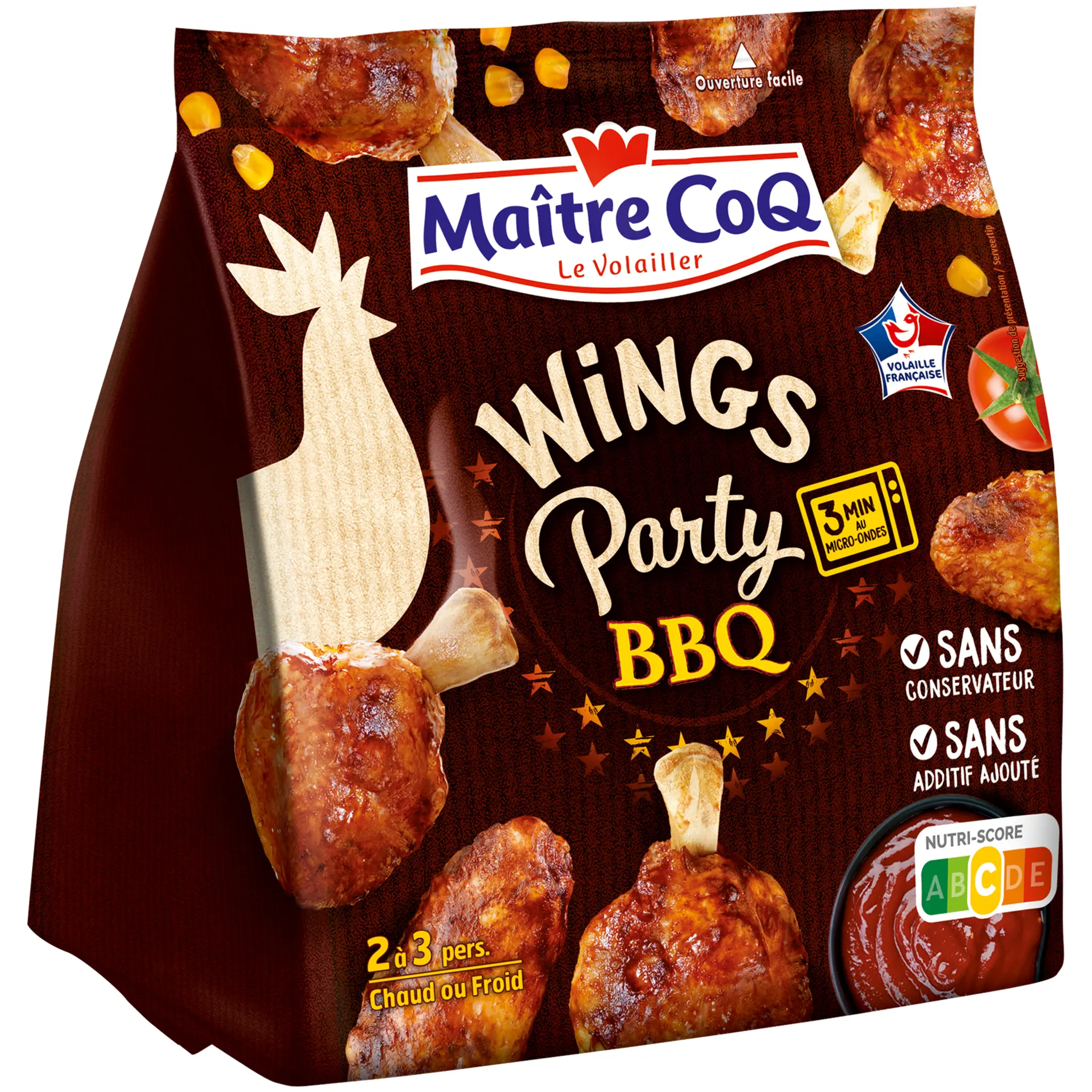 MAITRE COQ Wings party manchons et ailerons de poulet marinés goût barbecue