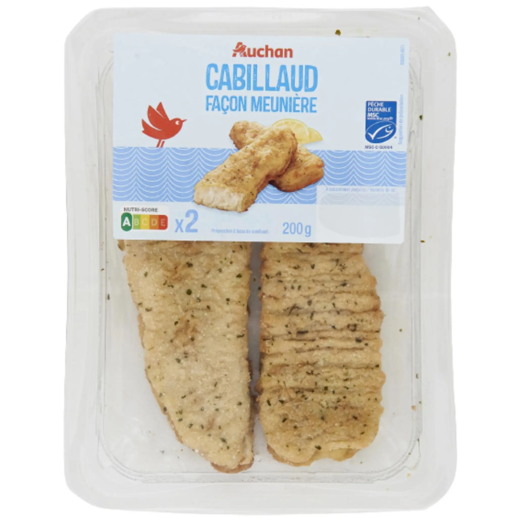 AUCHAN Cabillaud MSC panés façon meunière