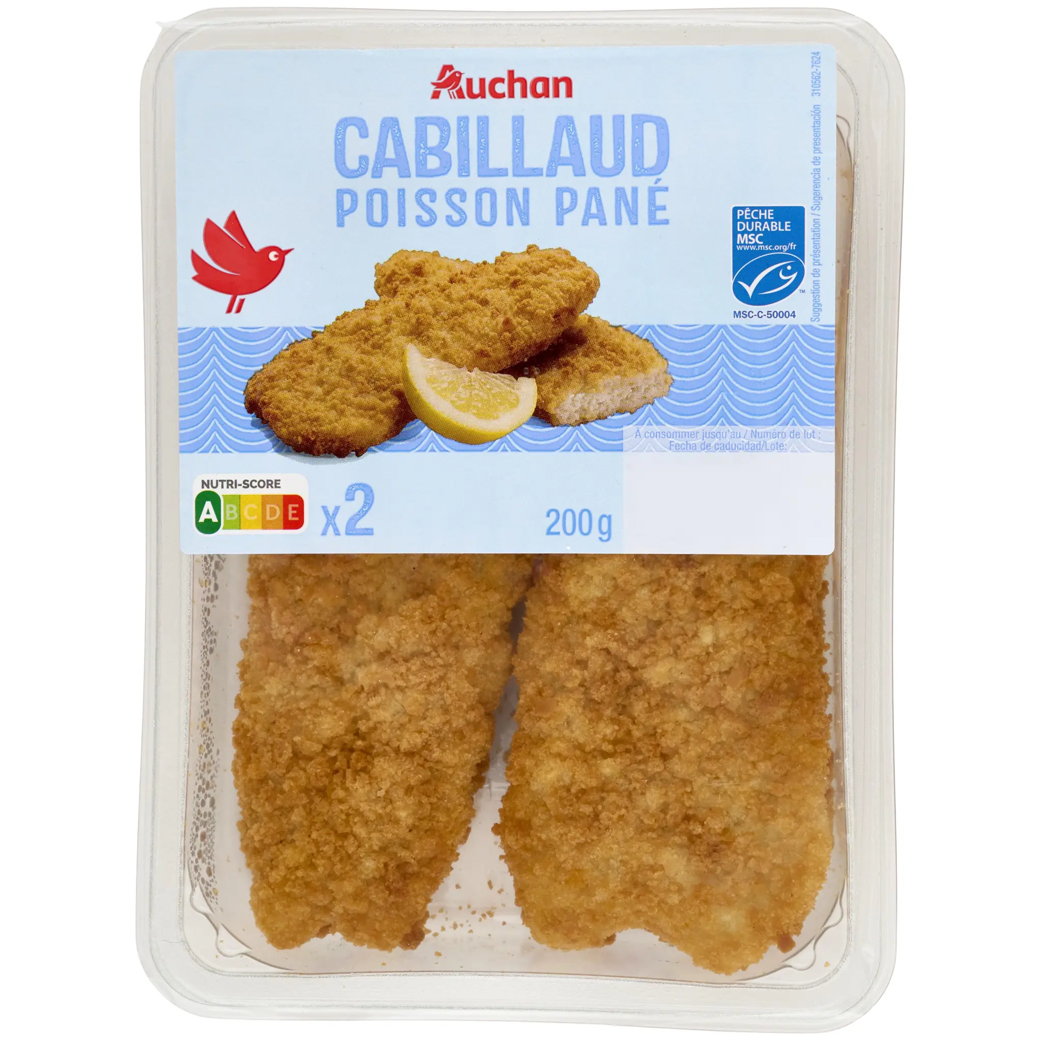 AUCHAN Cabillaud poisson pané MSC