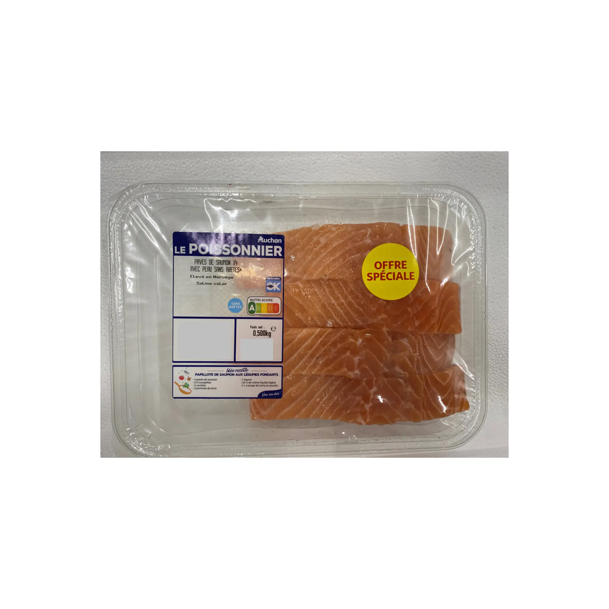 AUCHAN LE POISSONNIER Pavé de saumon avec peau sans arêtes