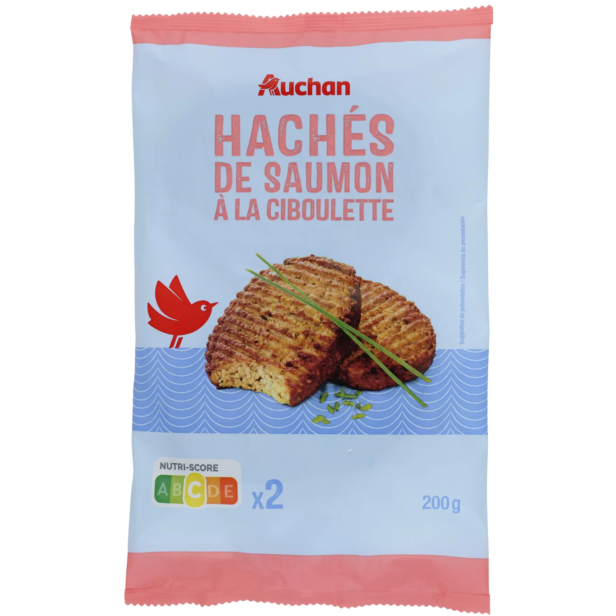 AUCHAN Hachés de saumon à la ciboulette