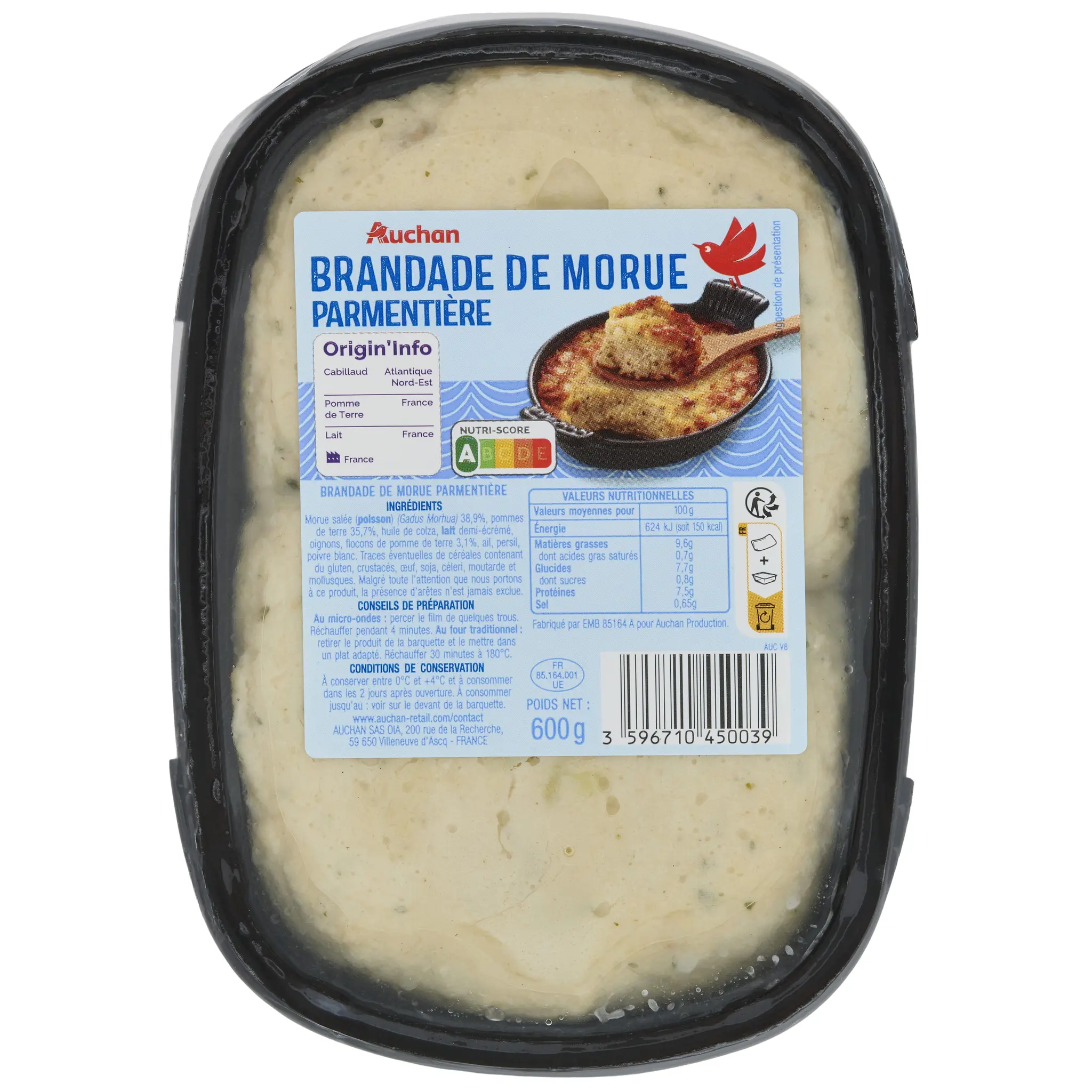 AUCHAN Brandade de morue parmentière