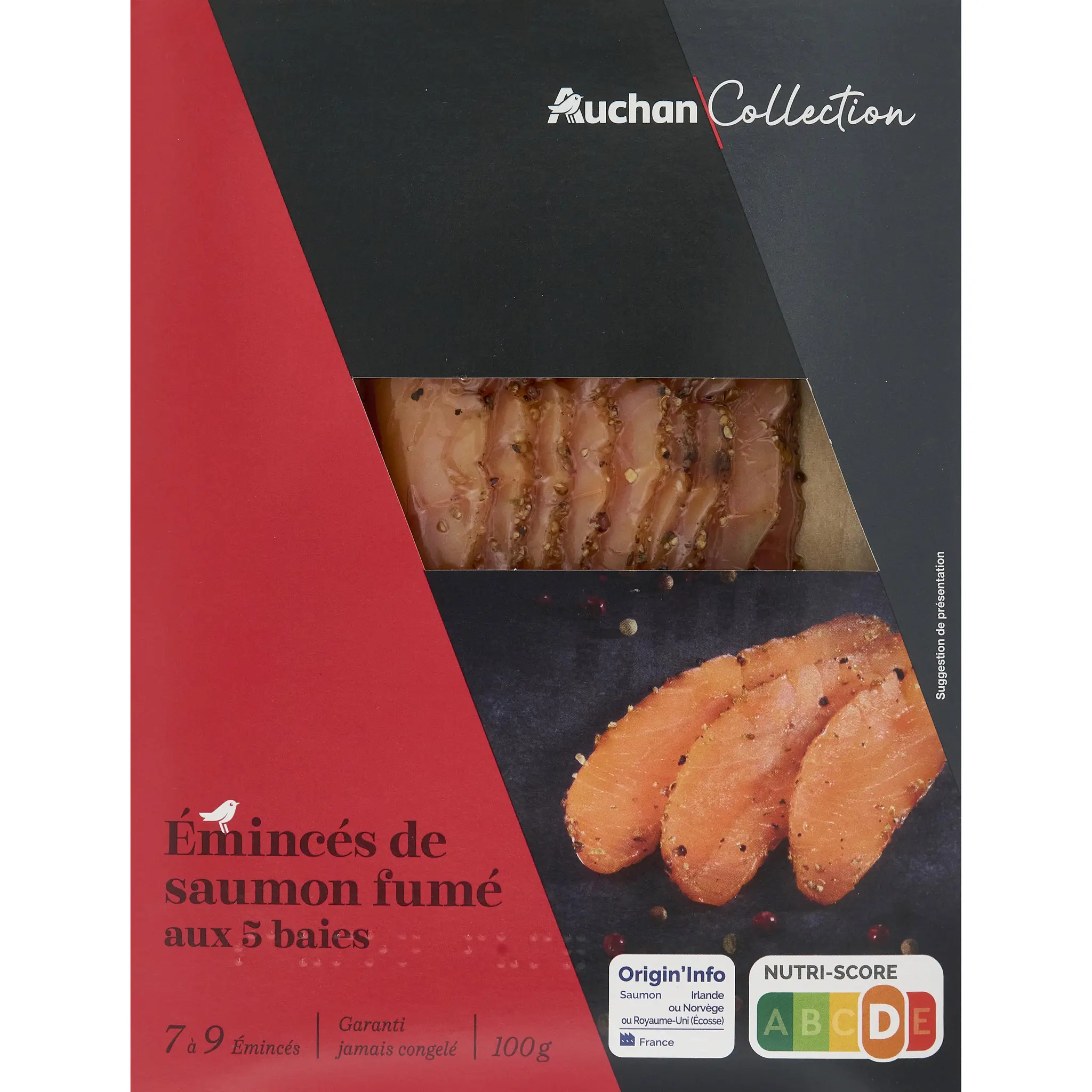 AUCHAN COLLECTION Émincés de saumon fumé aux 5 baies