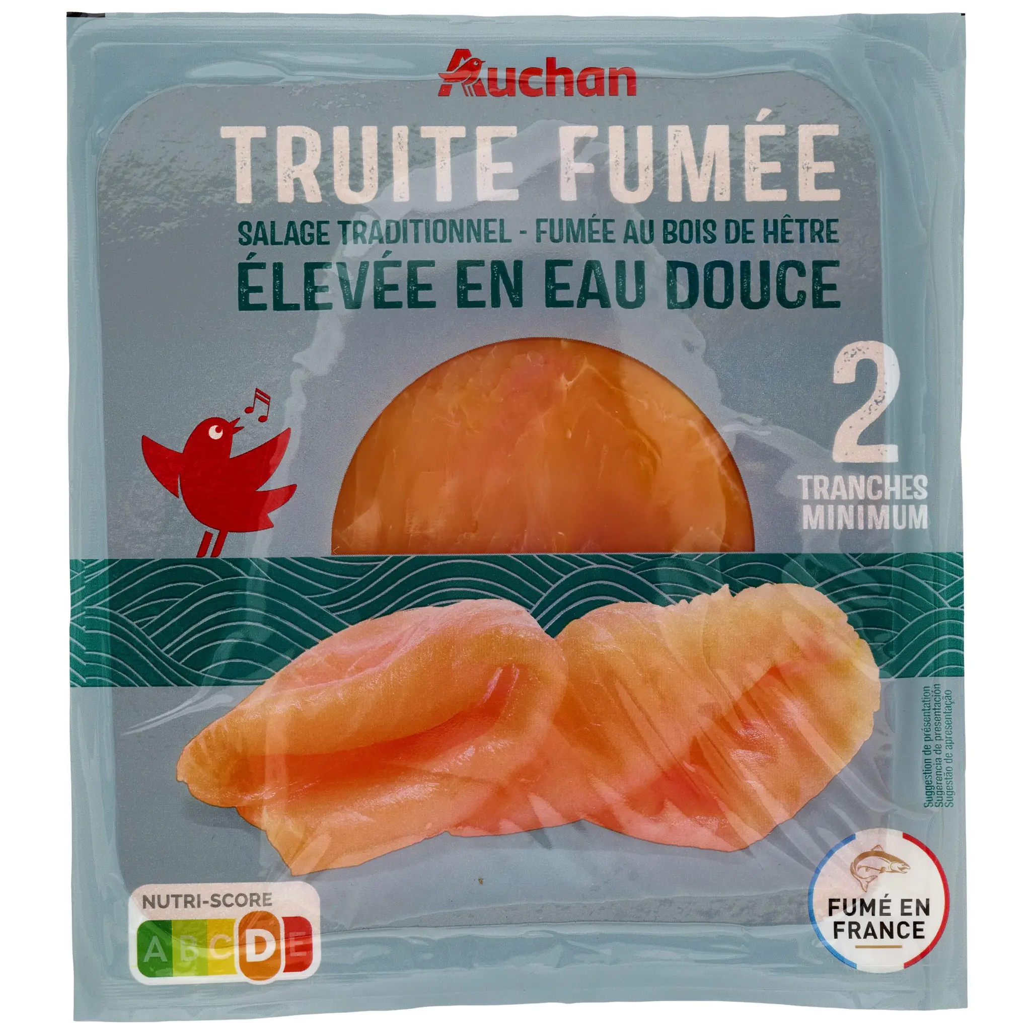 AUCHAN Truite d'eau douce fumée au bois de hêtre