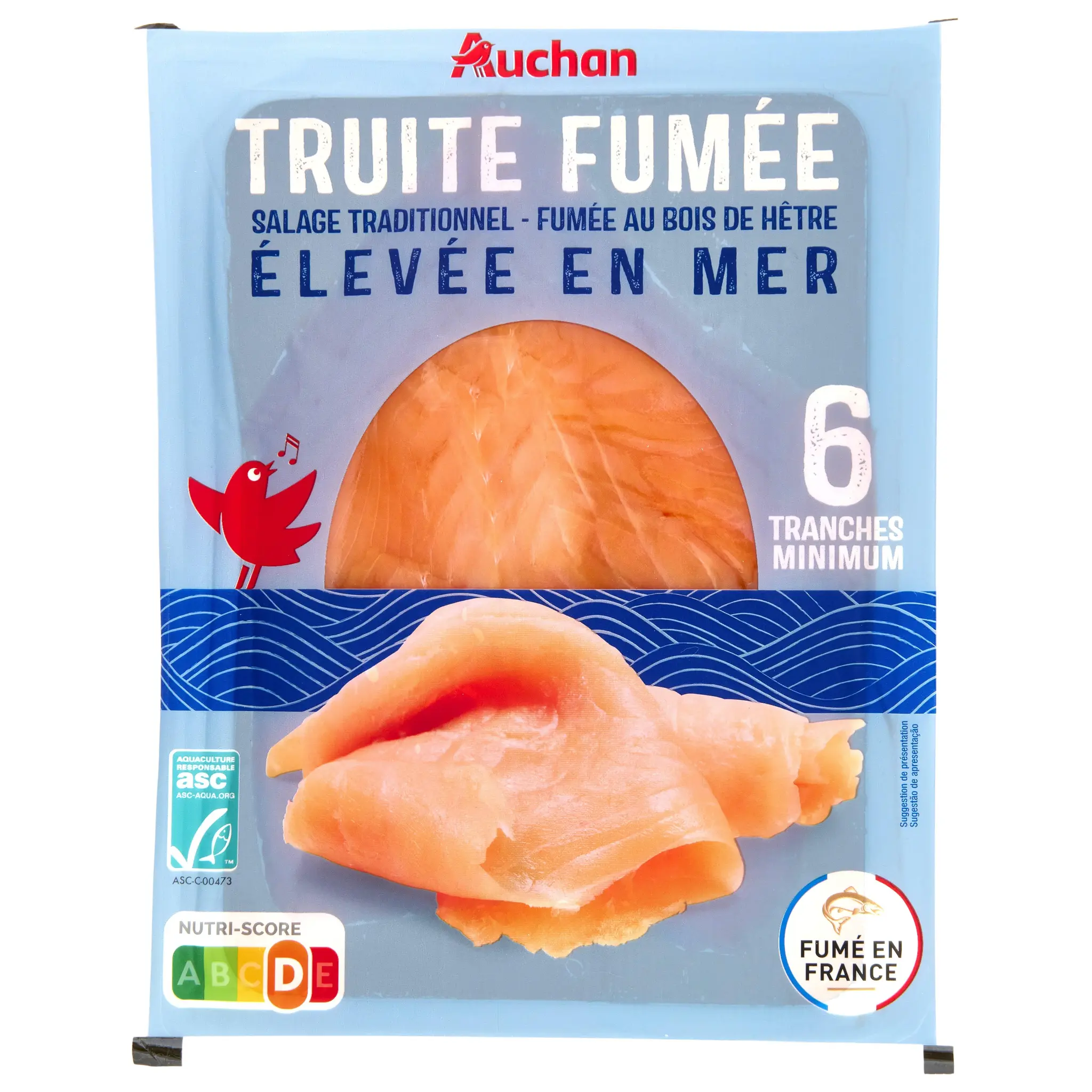 AUCHAN Truite fumée au bois de hêtre élevée en mer