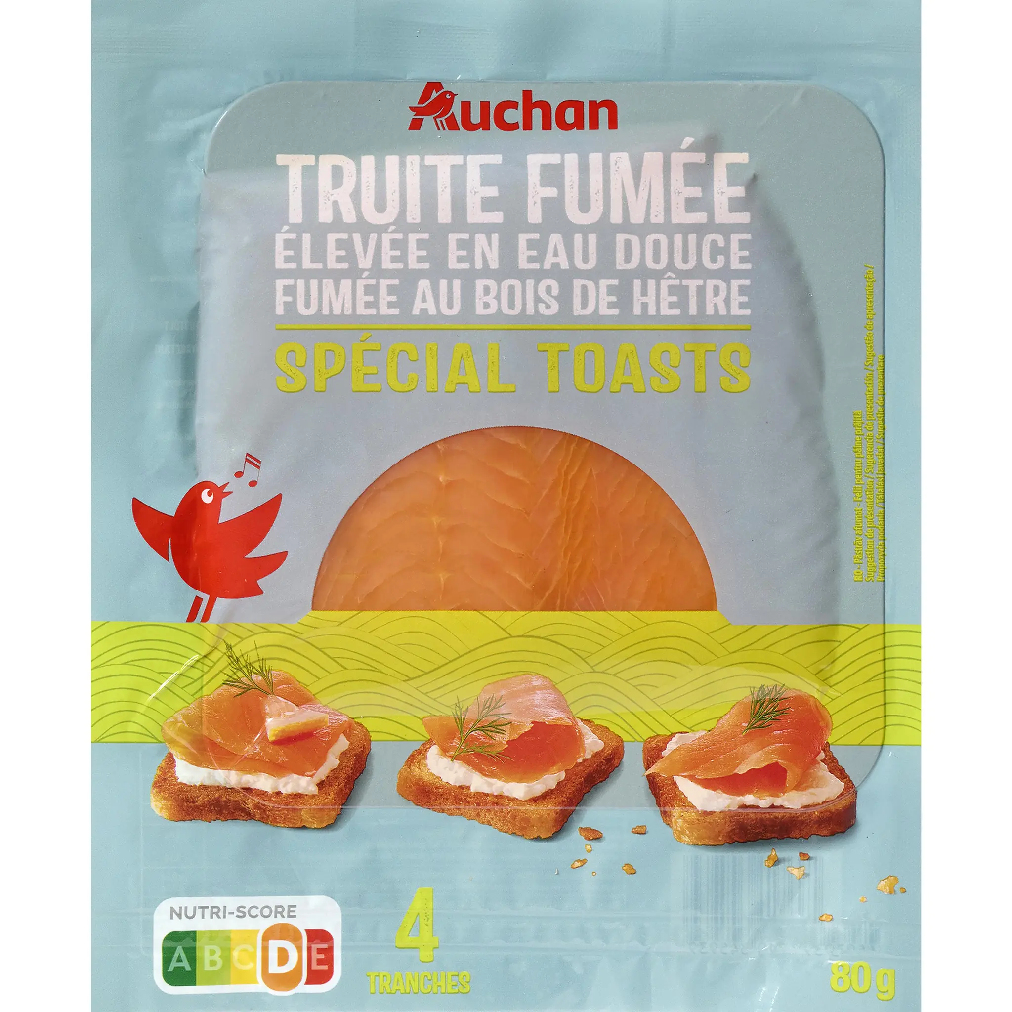 AUCHAN Truite fumée spécial toast