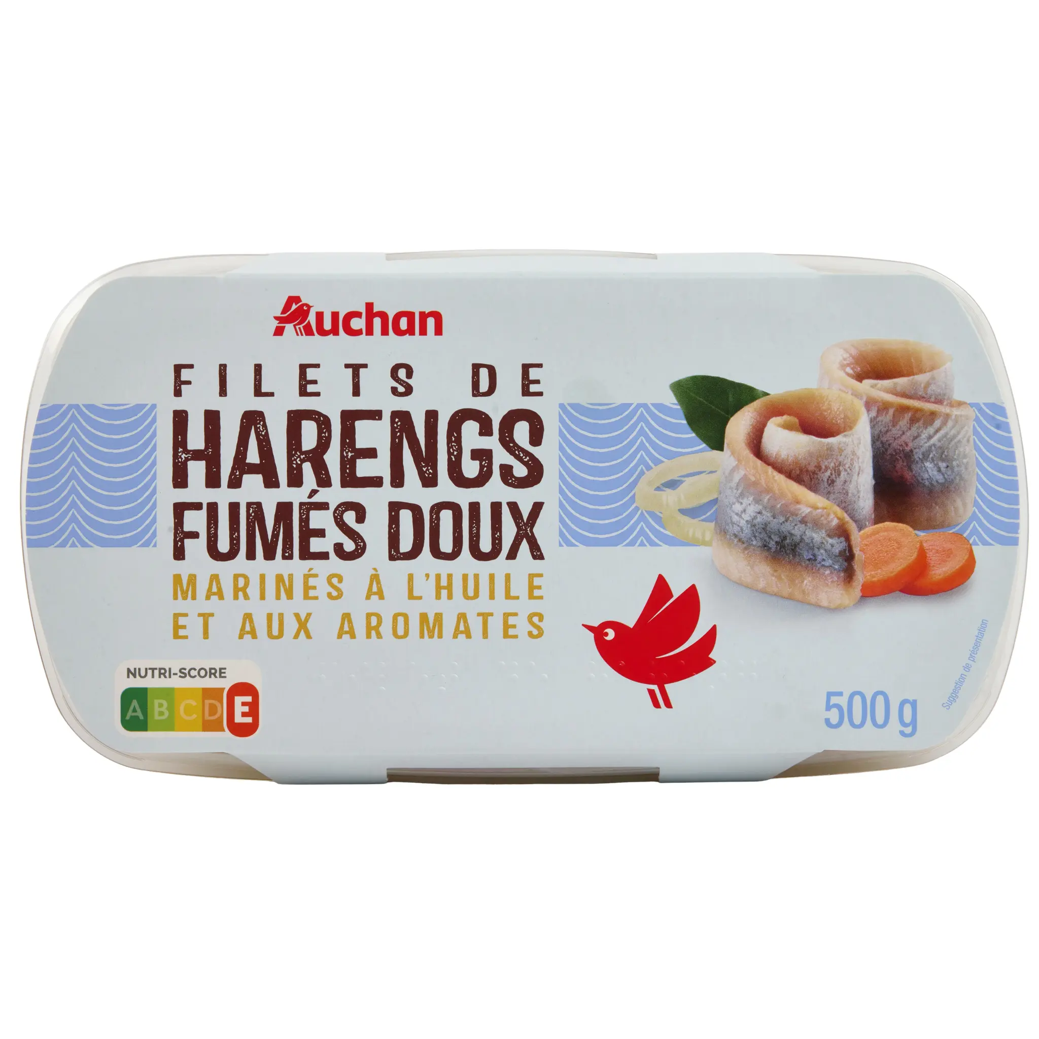 AUCHAN Filets de harengs fumés doux marinés à l'huile et aux aromates