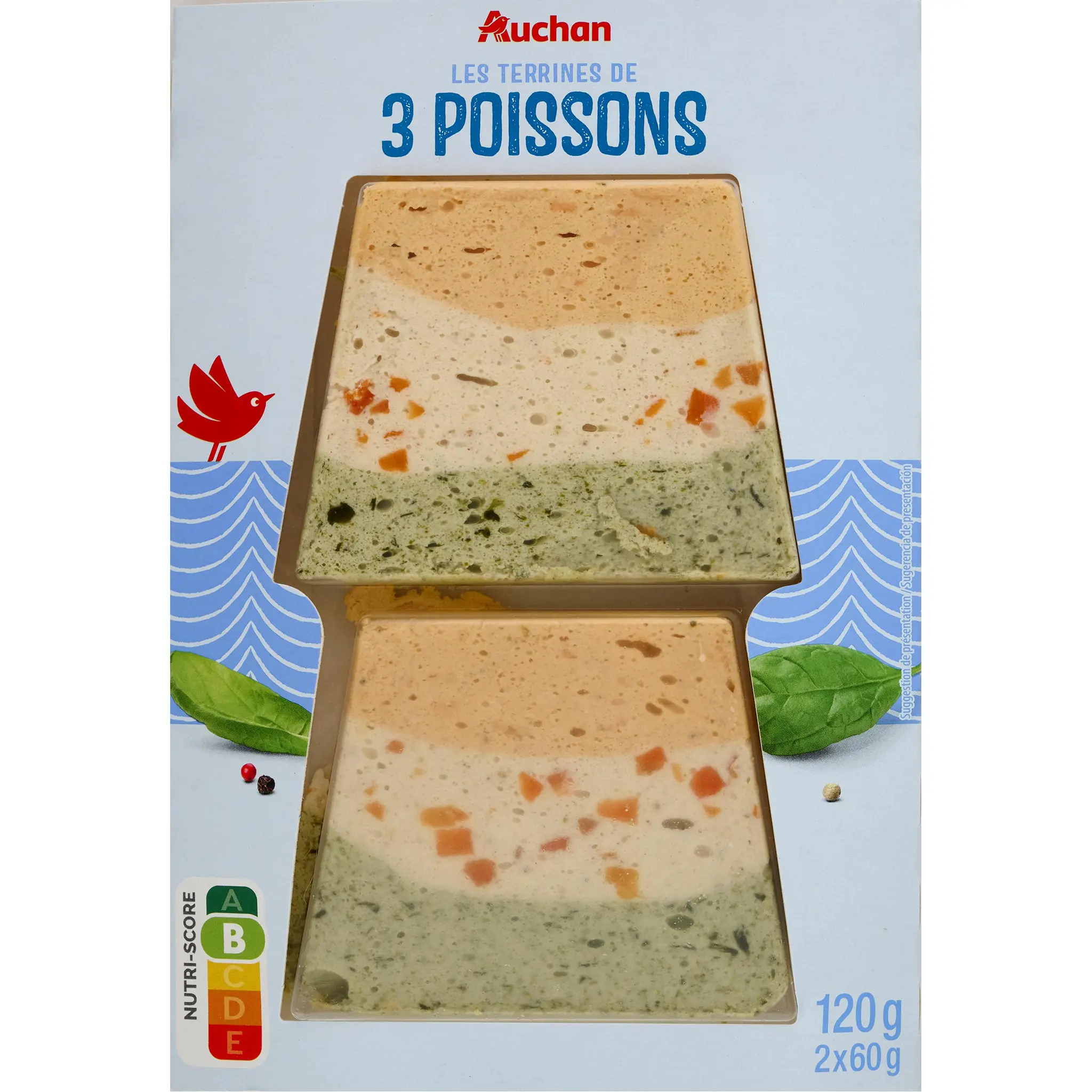AUCHAN Terrine de 3 poissons