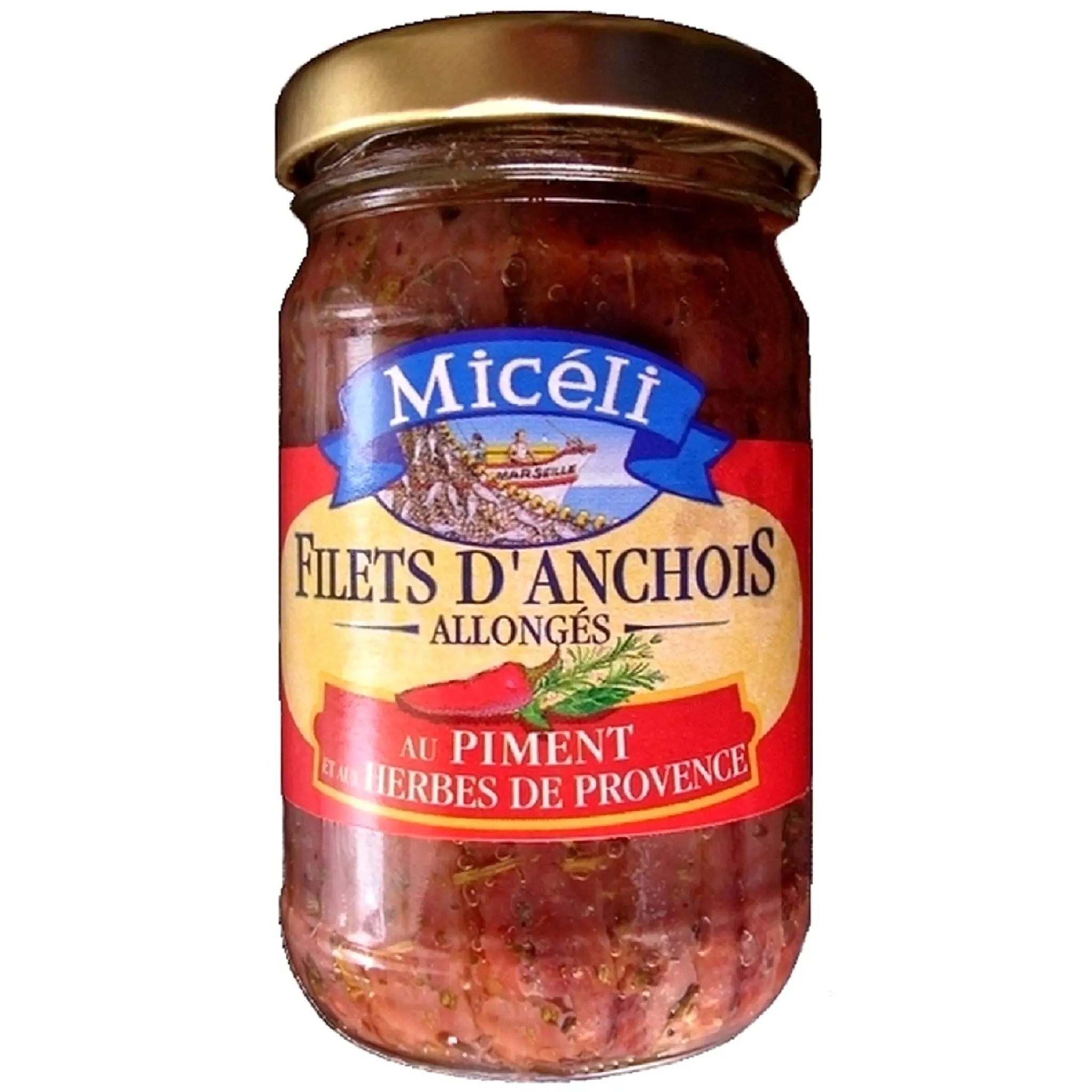 MICELI Filets d'anchois allongés au piment et herbes