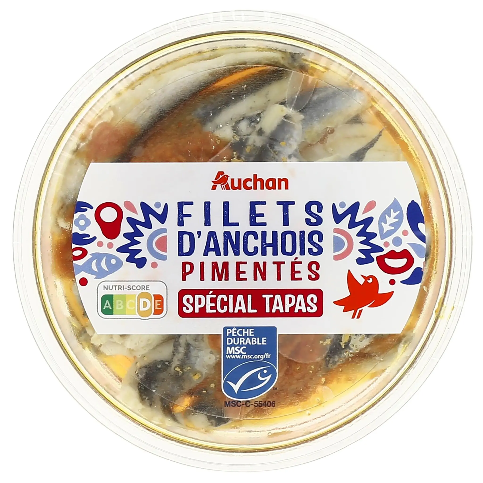 AUCHAN Filets d'anchois pimentés spécial tapas MSC