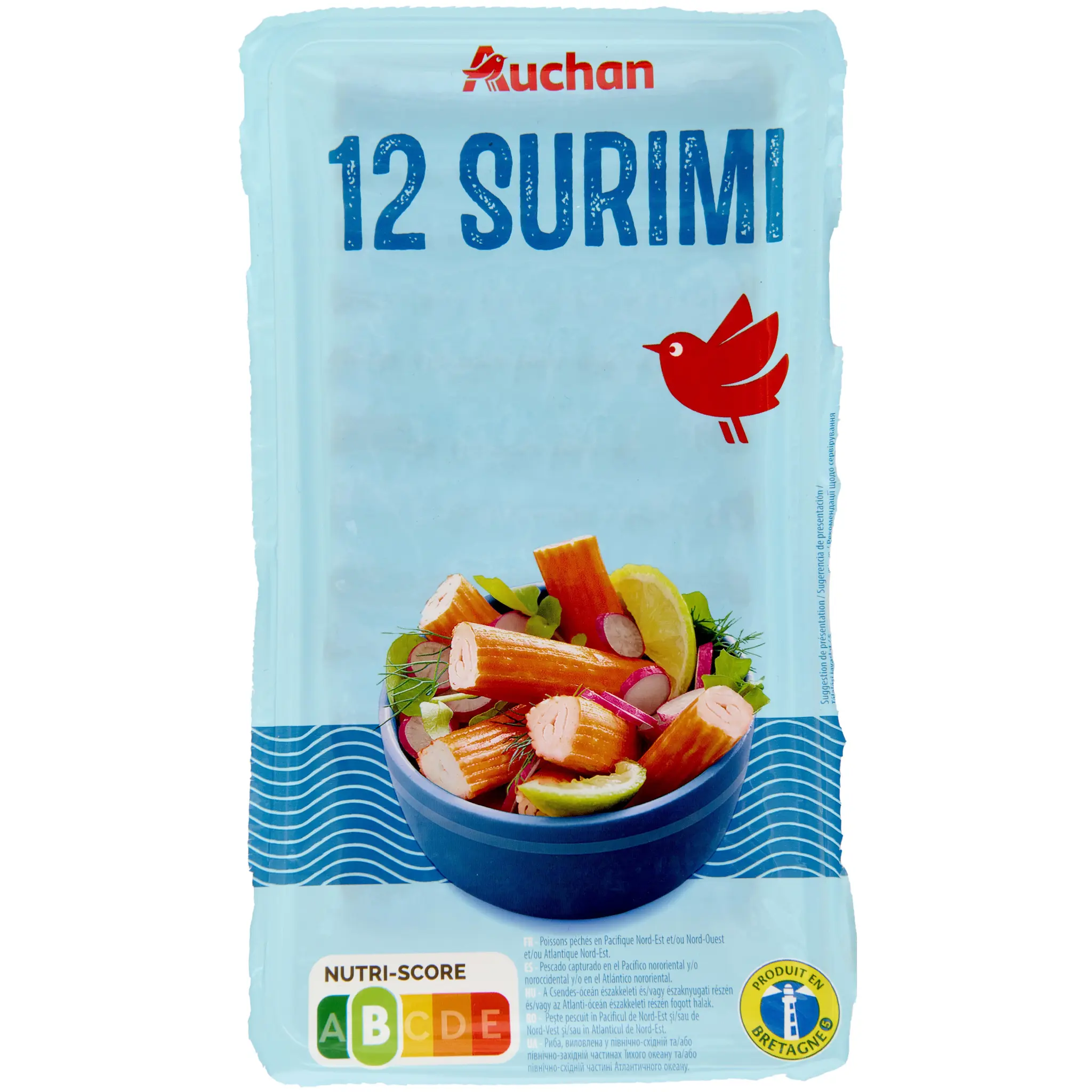 AUCHAN Bâtonnets de surimi saveur crabe