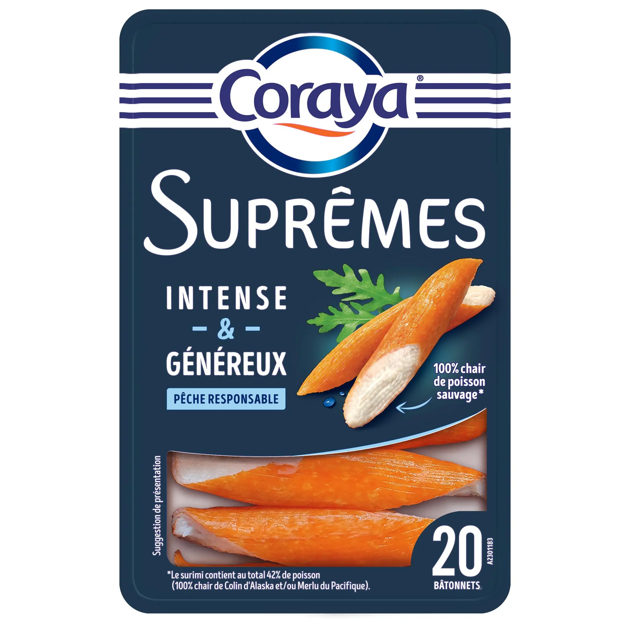 CORAYA Bâtonnets suprême de surimi au crabe