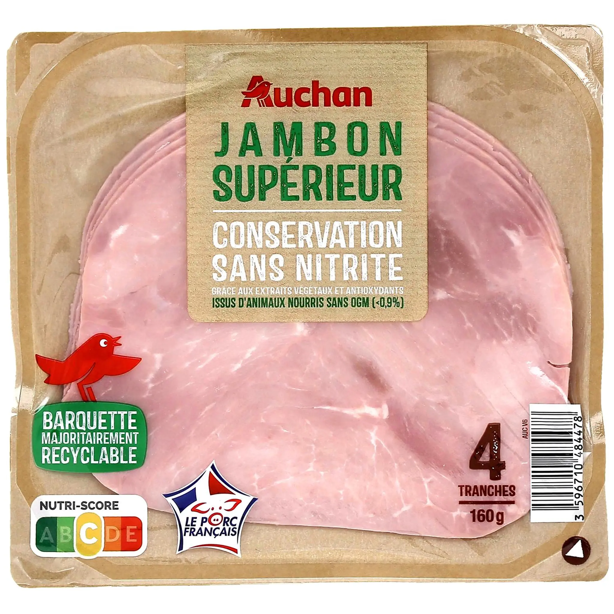 AUCHAN Jambon supérieur conservation sans nitrite