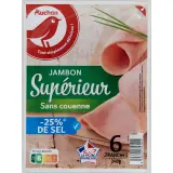 AUCHAN Jambon supérieur réduit en sel