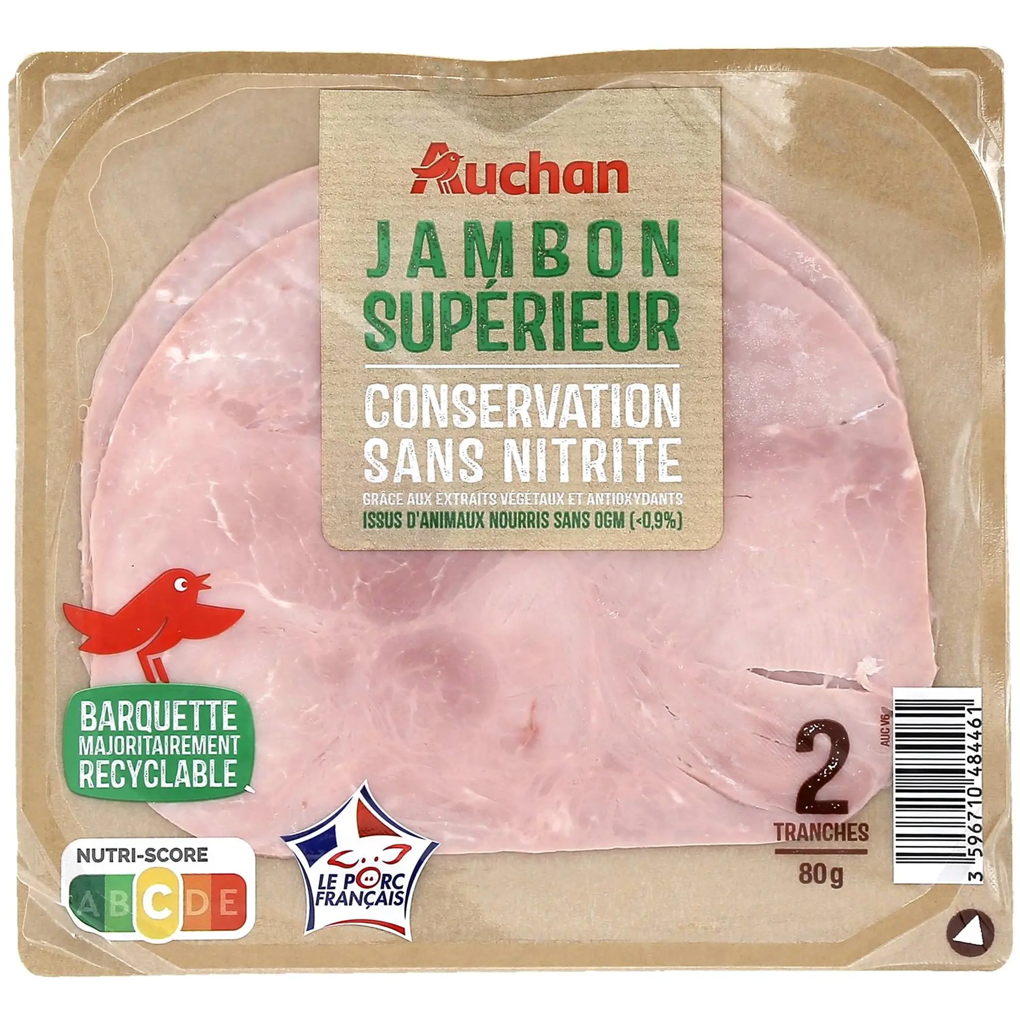 AUCHAN Jambon supérieur sans nitrite