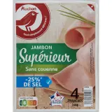 AUCHAN Jambon supérieur réduit en sel