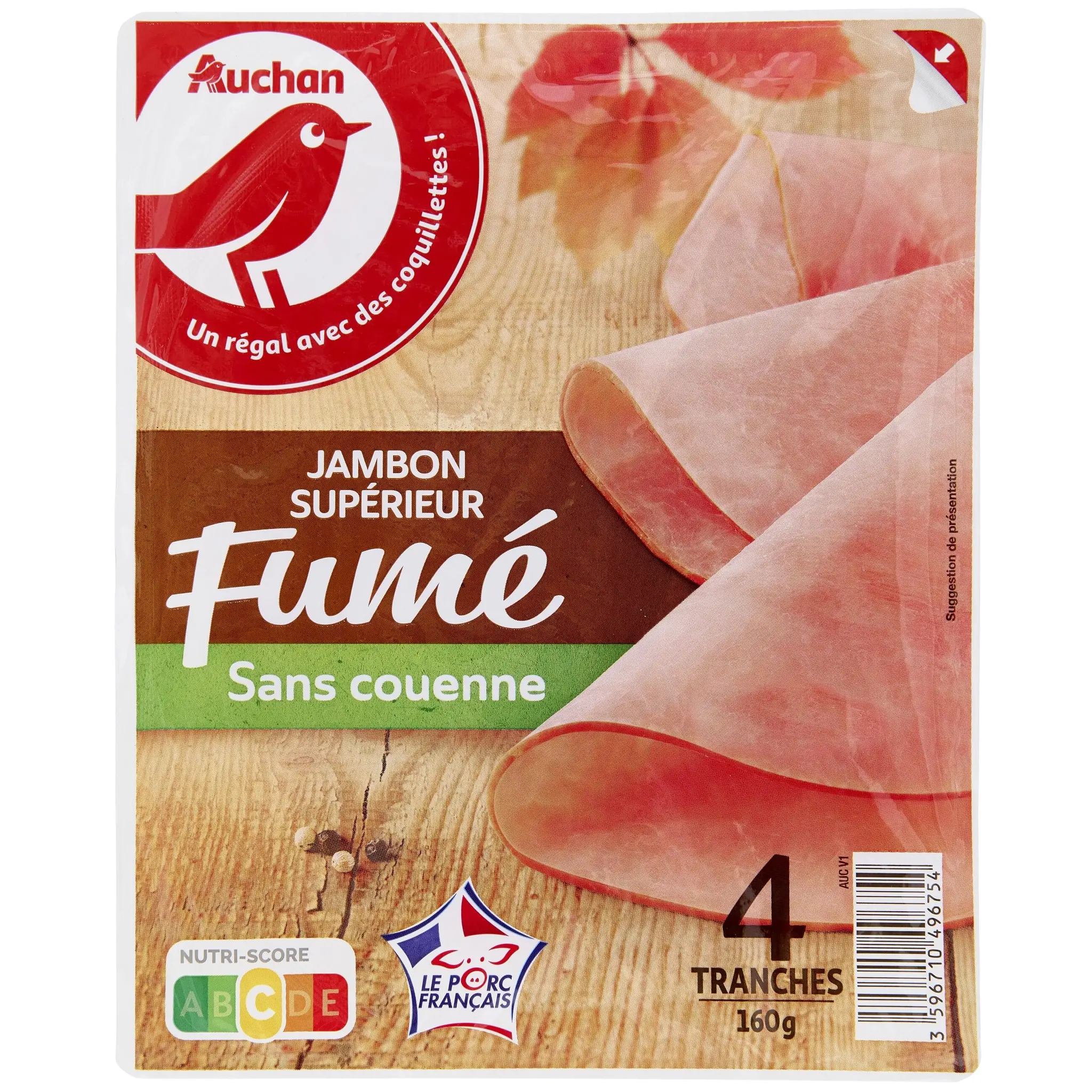 AUCHAN Jambon supérieur fumé