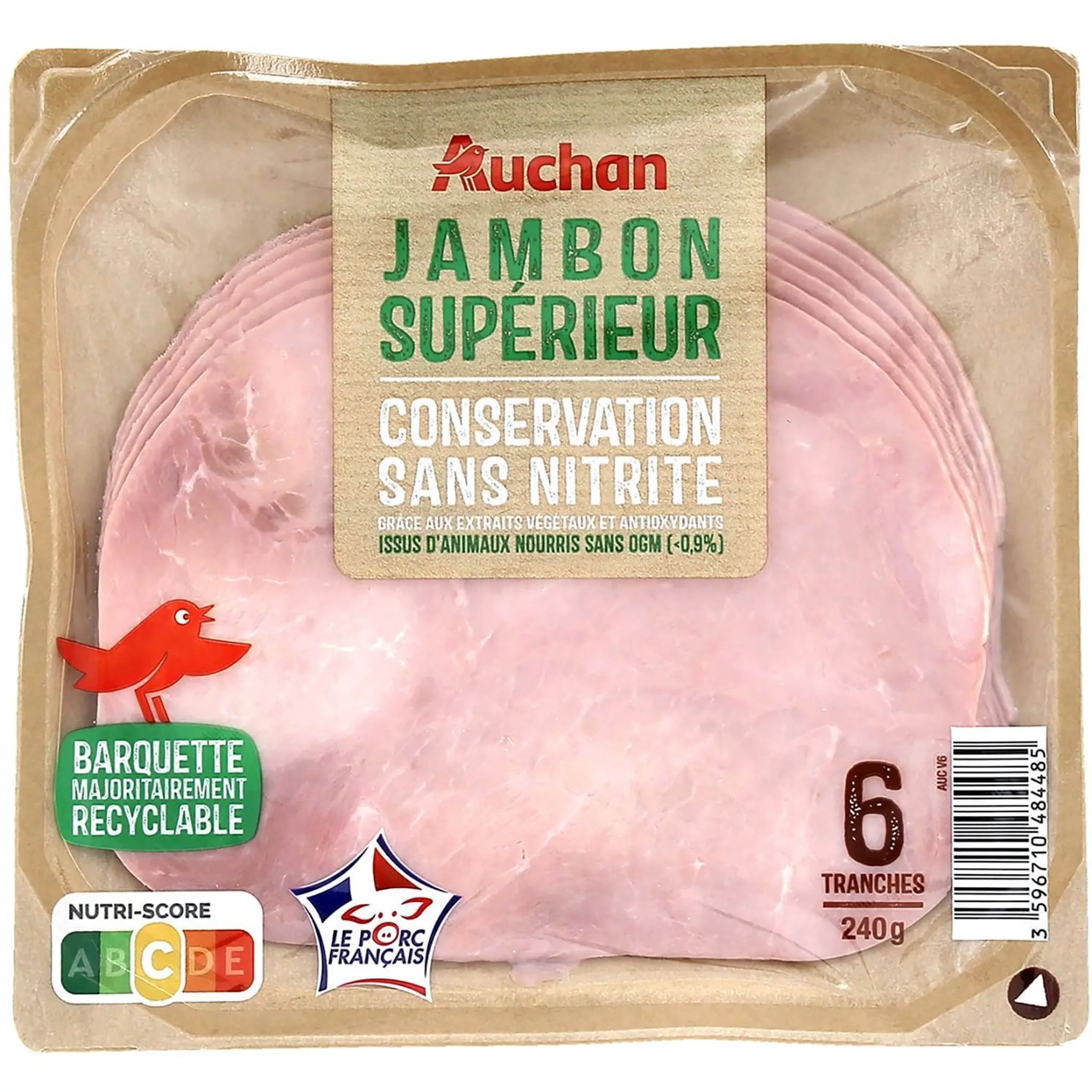 AUCHAN Jambon supérieur conservation sans nitrite