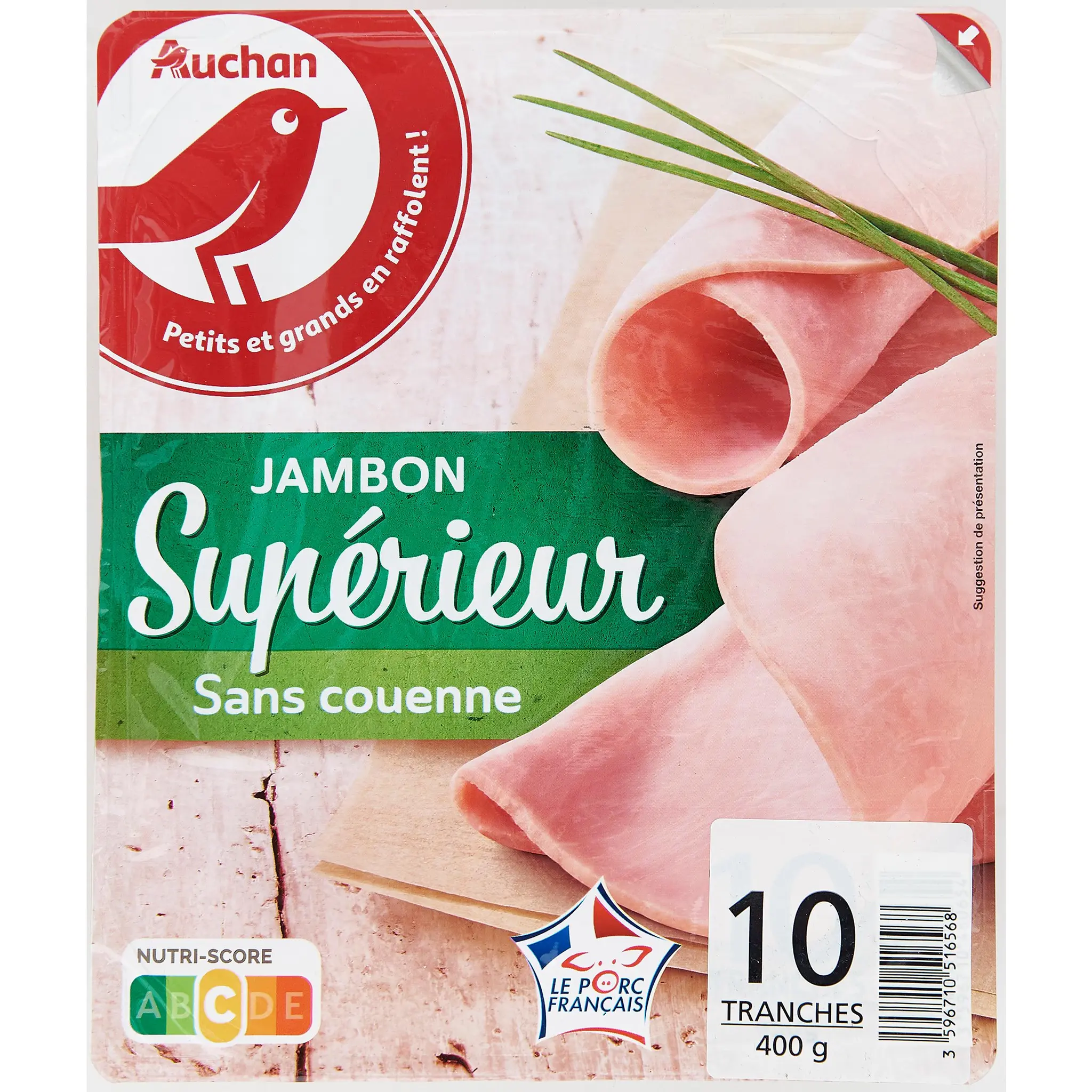 AUCHAN Jambon supérieur sans couenne