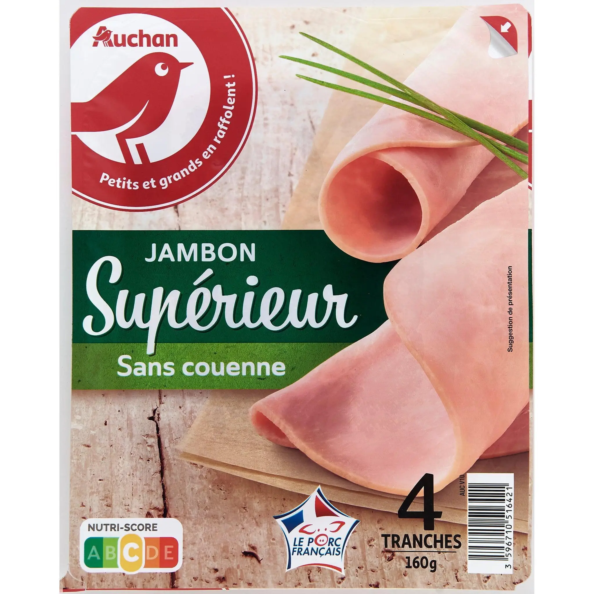 AUCHAN Jambon supérieur sans couenne