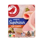 AUCHAN Jambon supérieur avec couenne