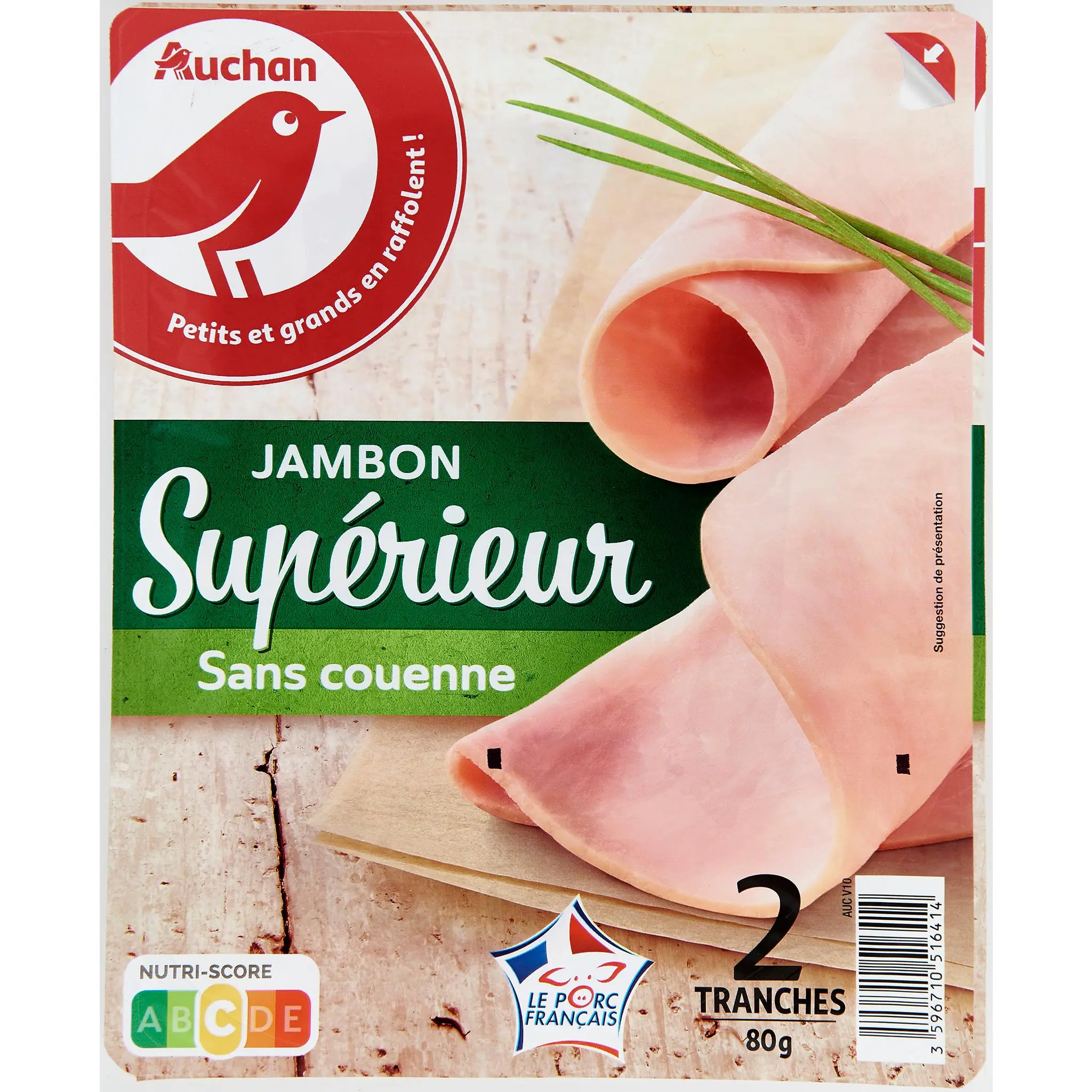 AUCHAN Jambon supérieur sans couenne