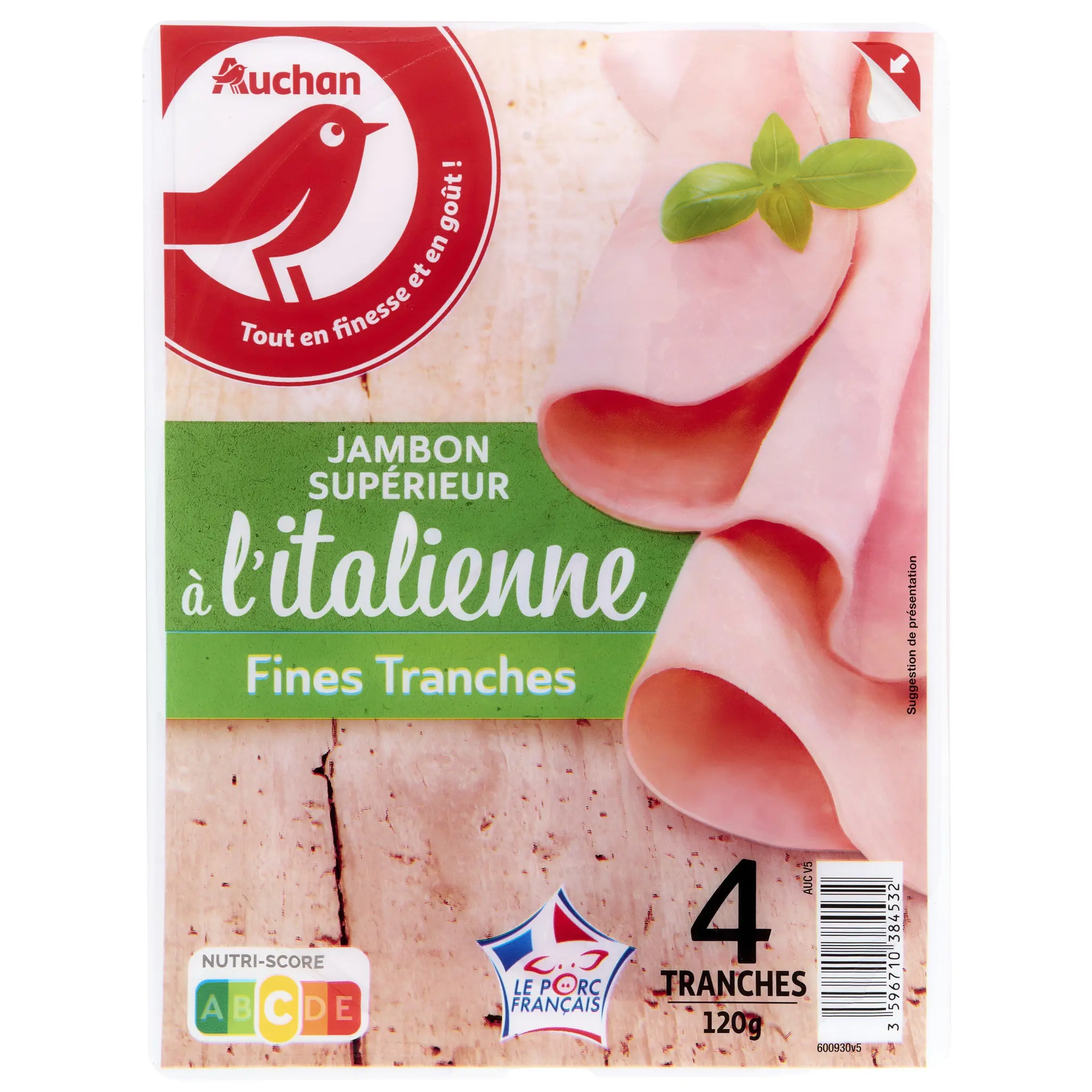 AUCHAN Jambon à l'Italienne supérieur