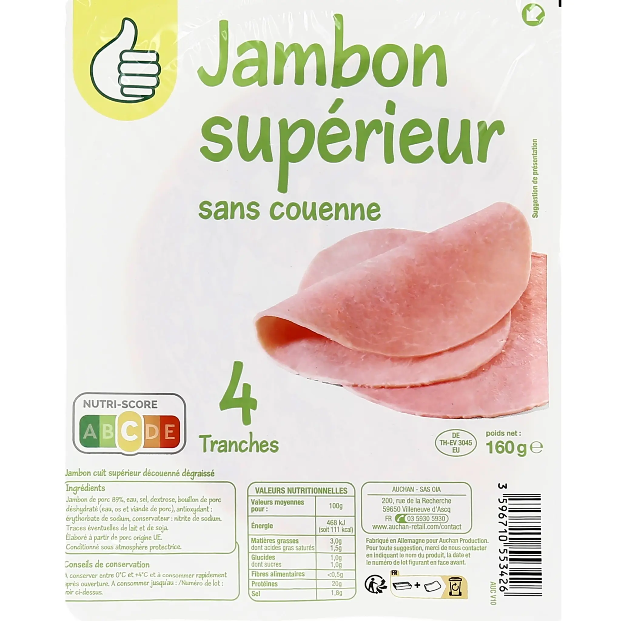 POUCE Jambon supérieur dégraissé et sans couenne