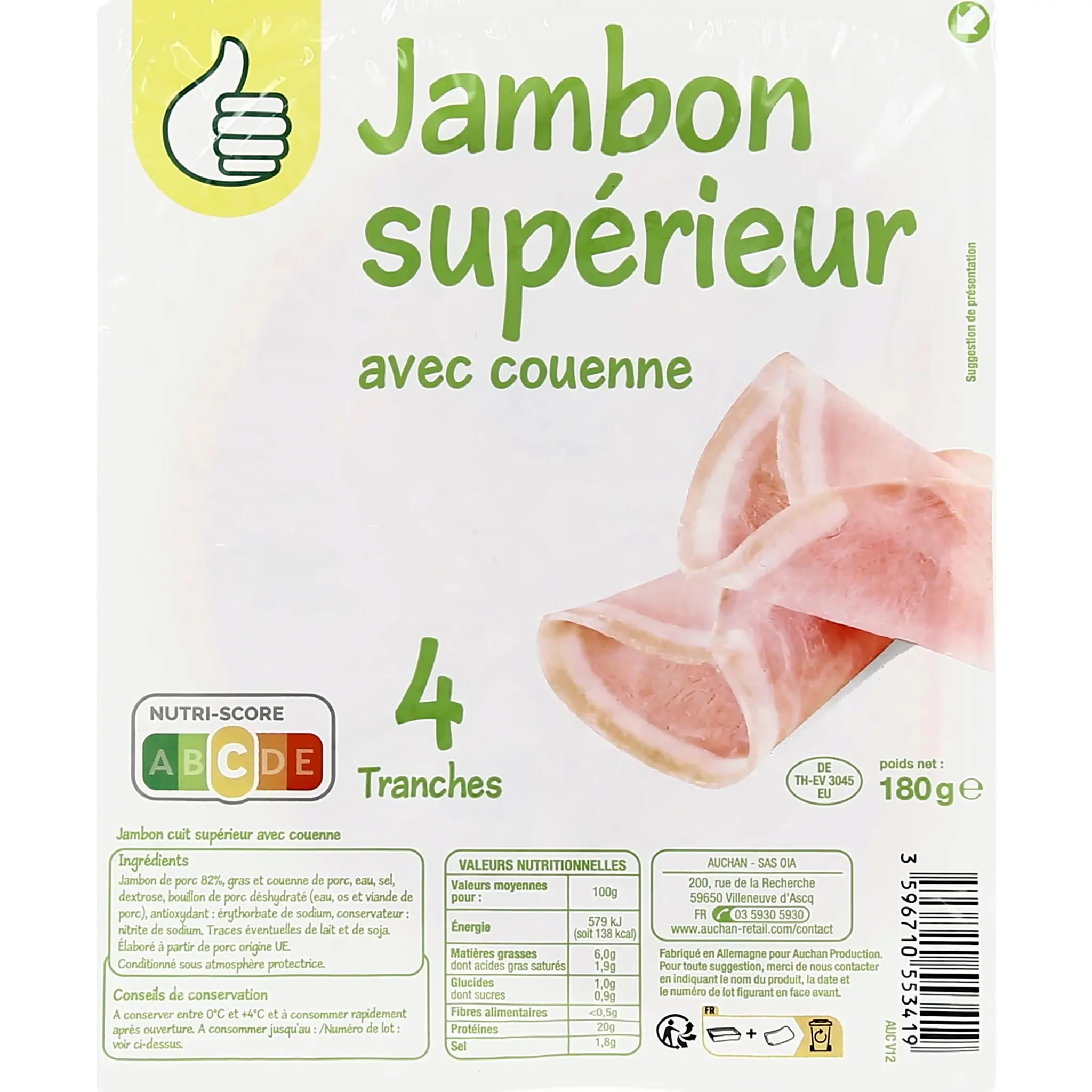 POUCE Jambon supérieur avec couenne