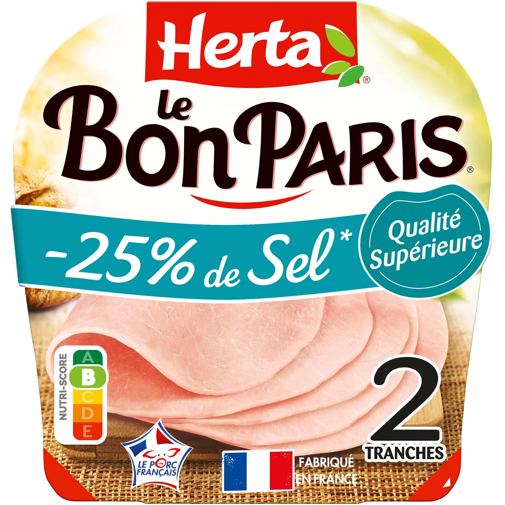 HERTA Le Bon Paris Jambon cuit à l'étouffée réduit en sel