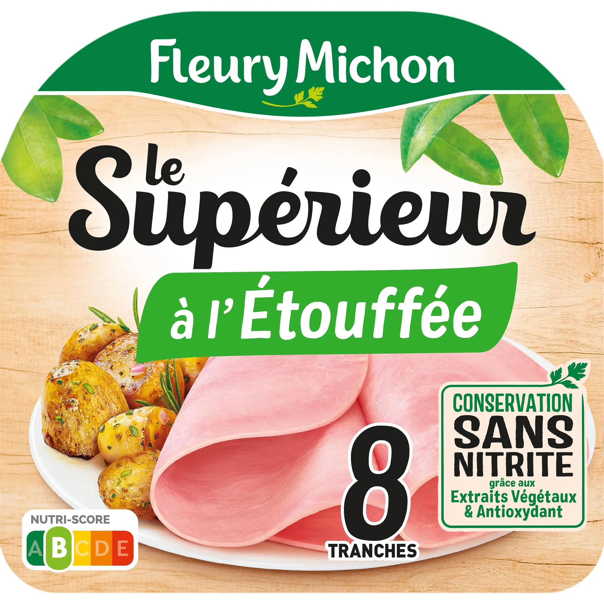 FLEURY MICHON Jambon le supérieur sans couenne réduit en sel sans nitrite