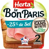 HERTA Le Bon Paris Jambon cuit à l'étouffée réduit en sel sans nitrite