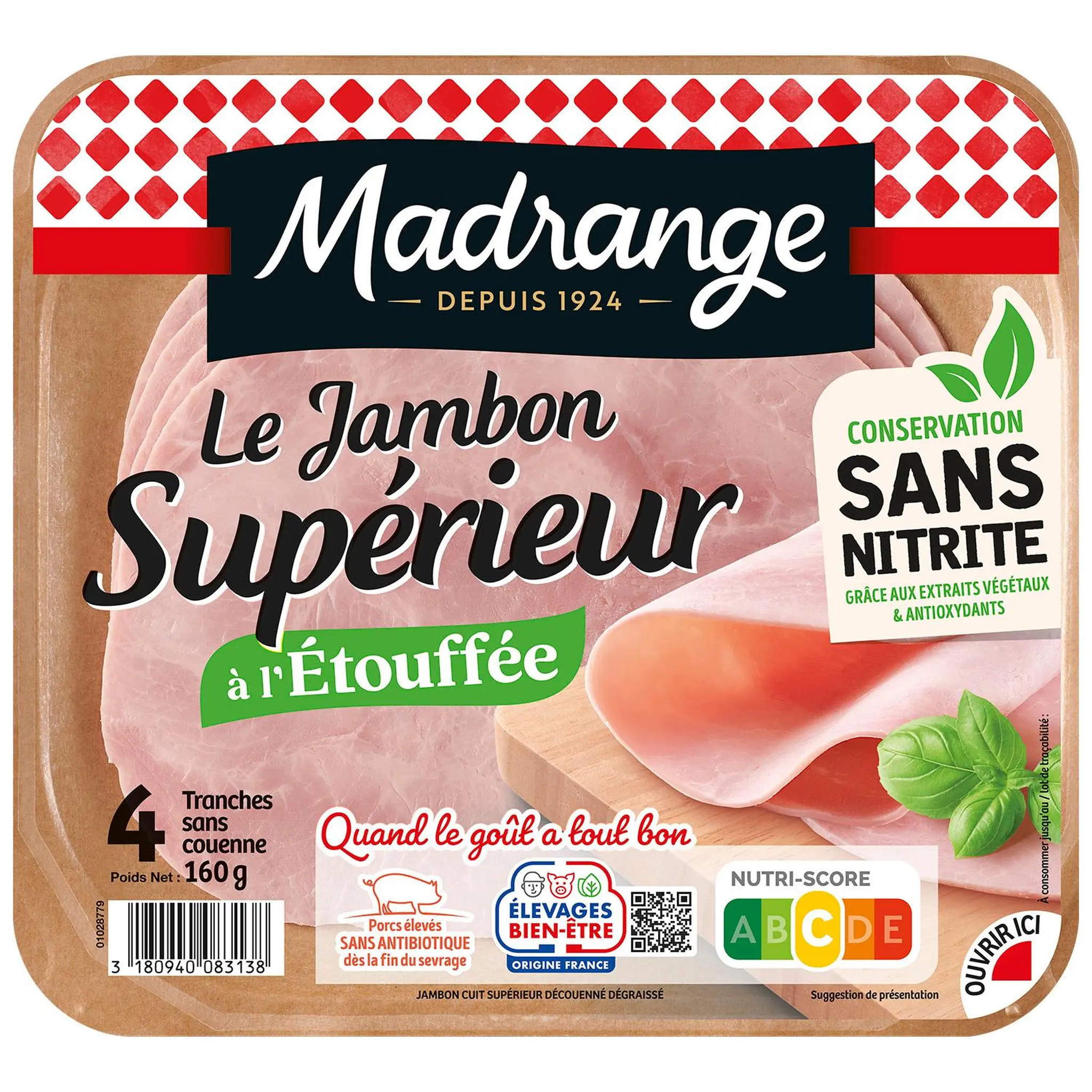 MADRANGE Jambon supérieur cuit à l'étouffée sans nitrite