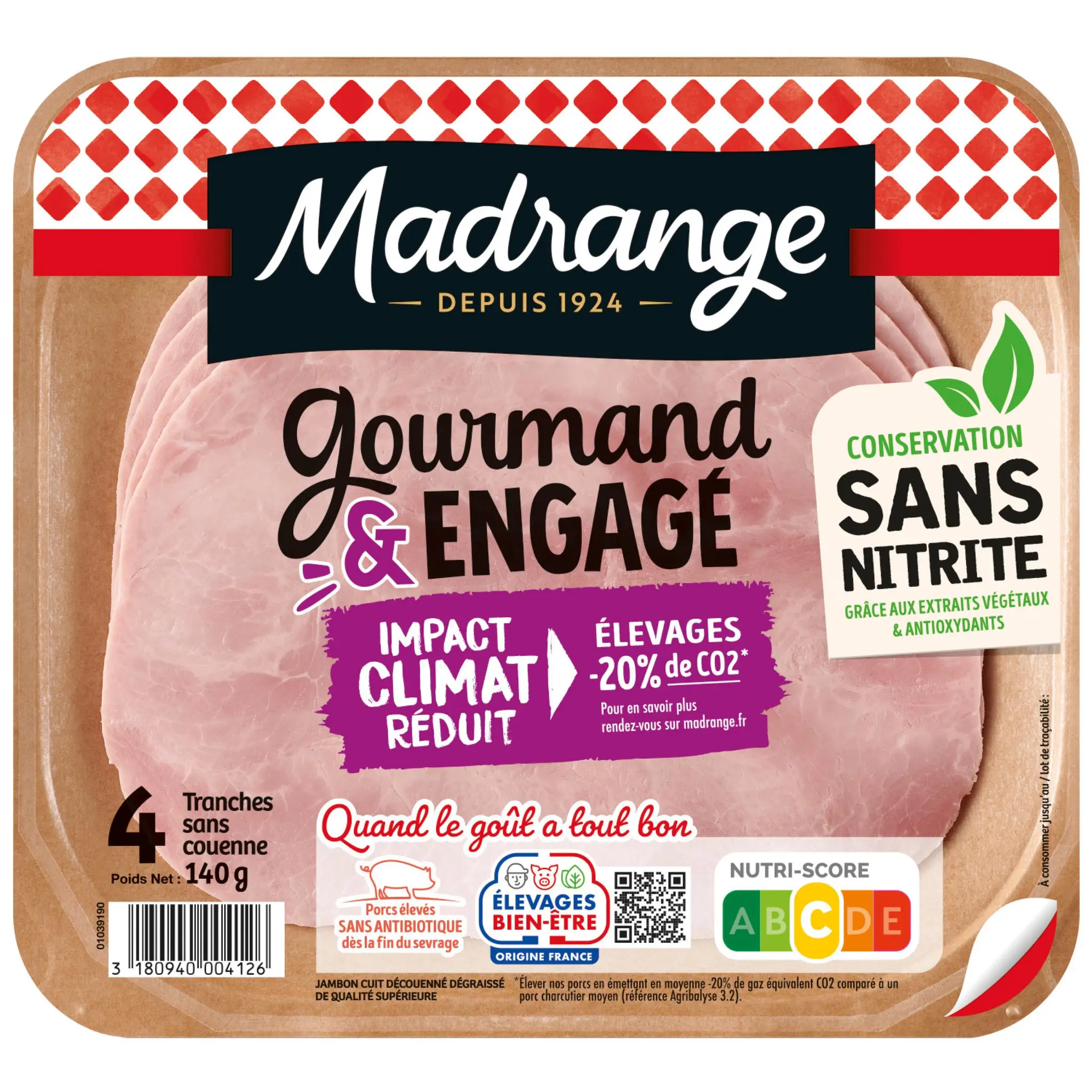 MADRANGE Jambon cuit sans couenne sans nitrite