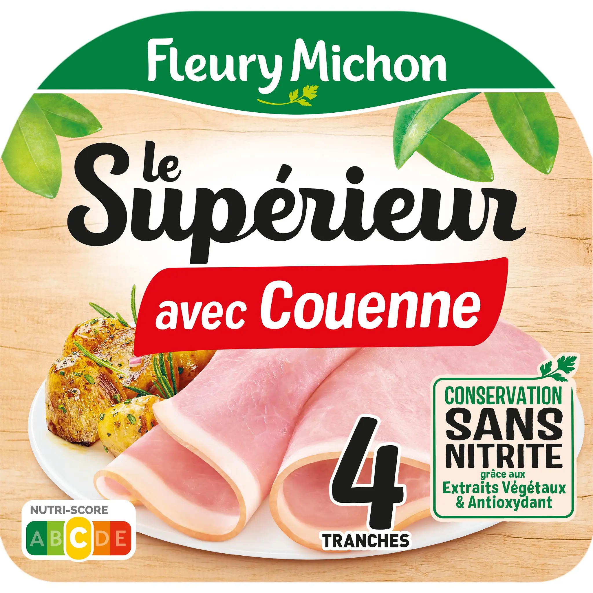FLEURY MICHON Jambon le supérieur avec couenne réduit en sel