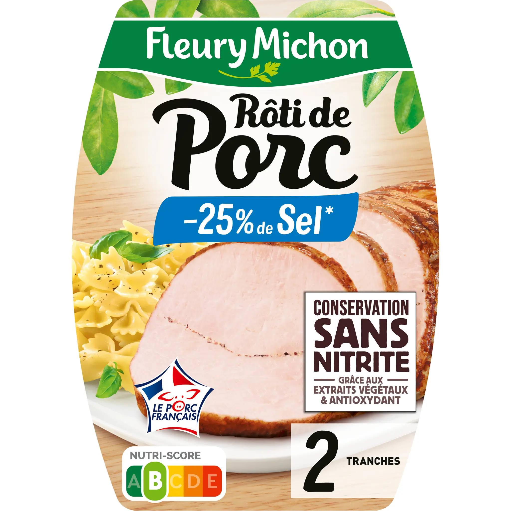FLEURY MICHON Rôti de porc réduit en sel sans nitrite