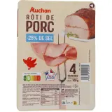 AUCHAN Rôti de porc cuit sel réduit