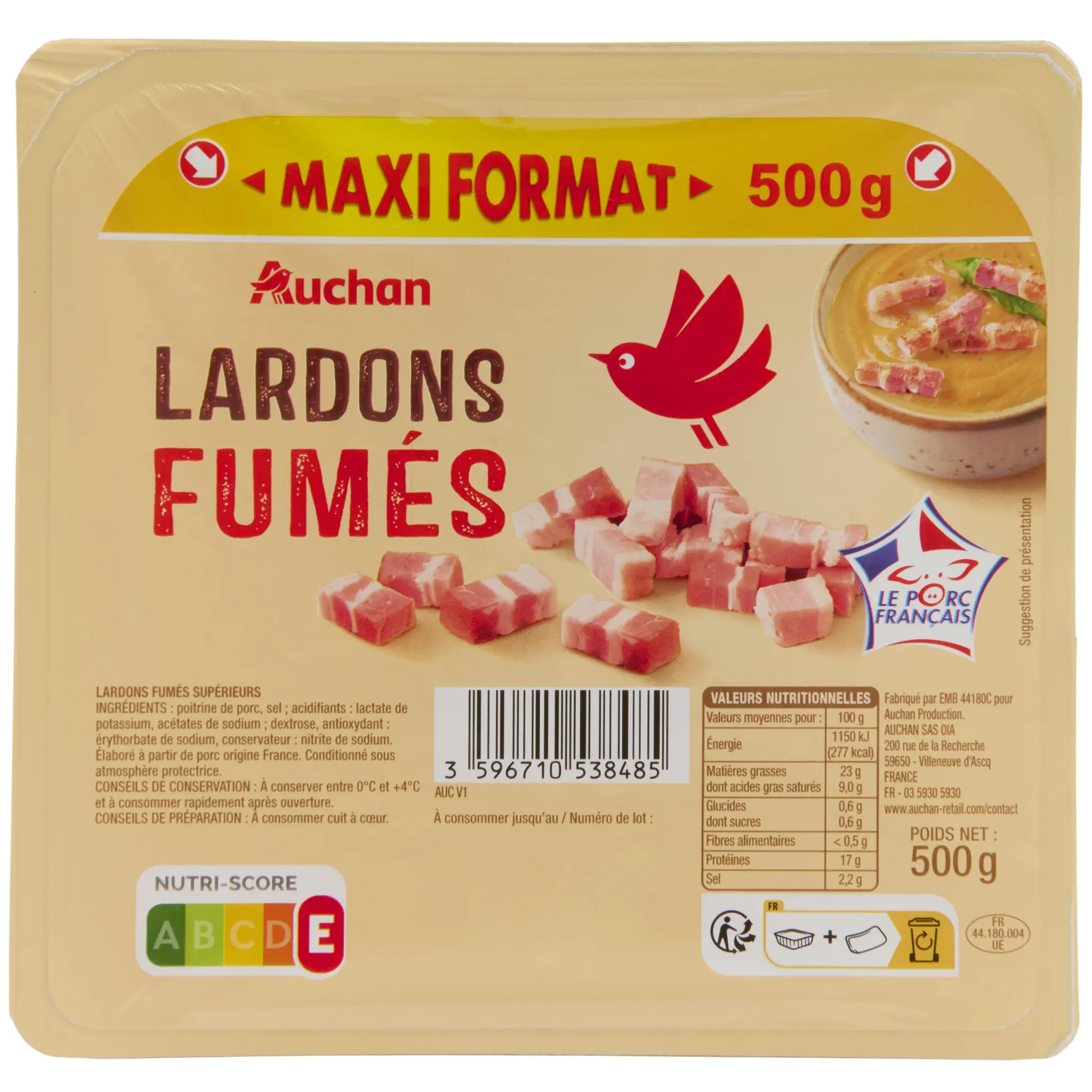 AUCHAN Lardons fumés