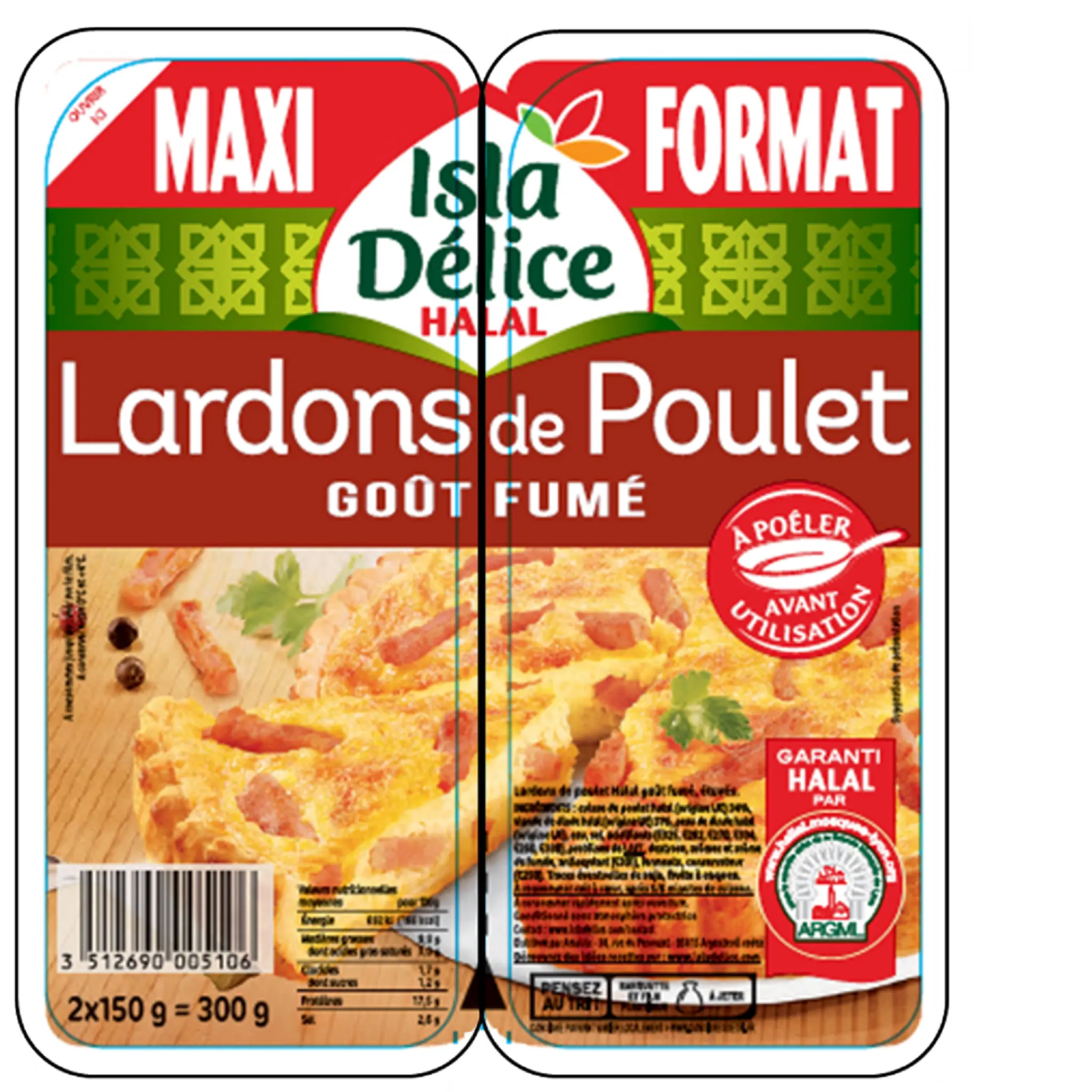 ISLA DELICE Lardons de poulet goût fumé halal