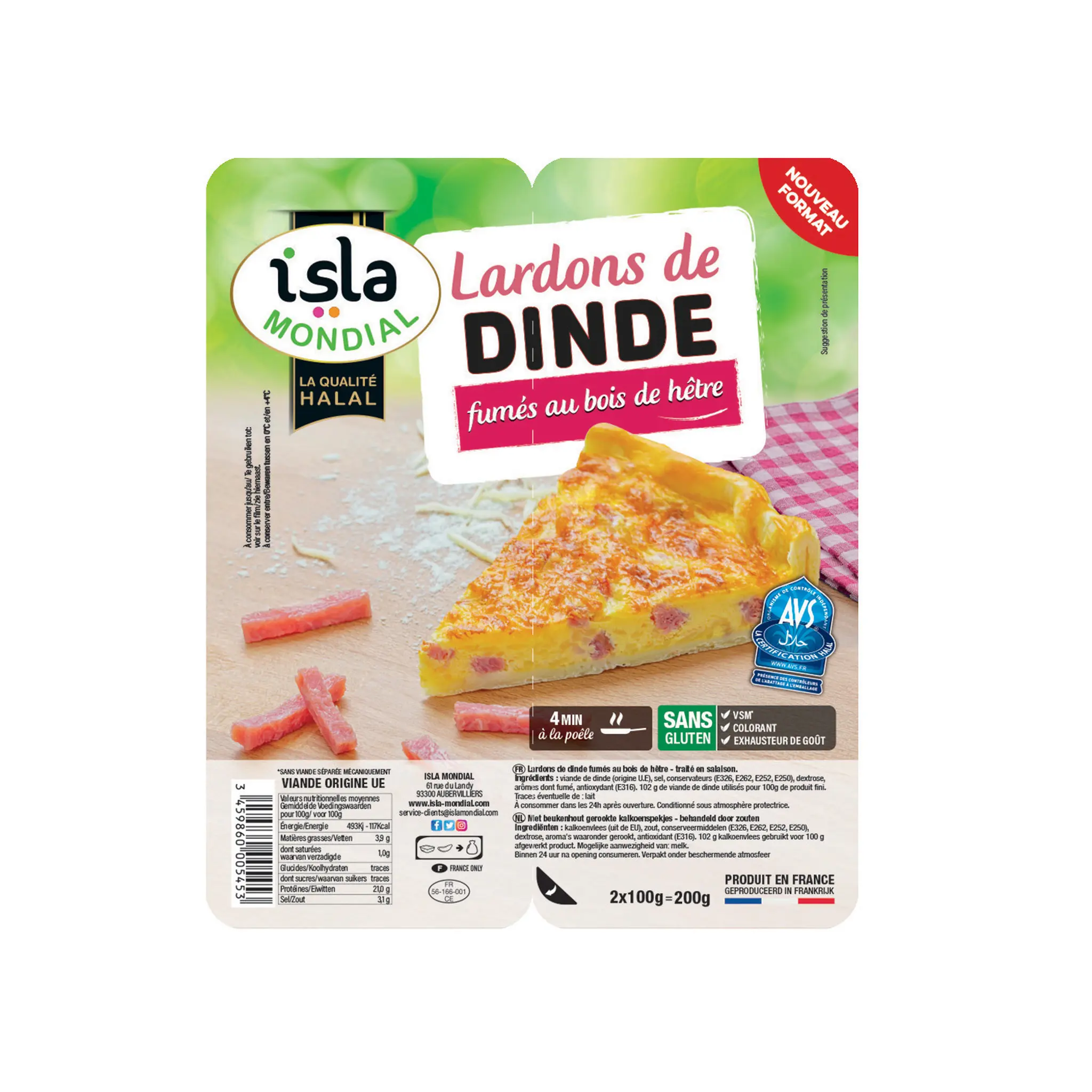 ISLA MONDIAL Lardons de dinde halal fumés au bois de hêtre