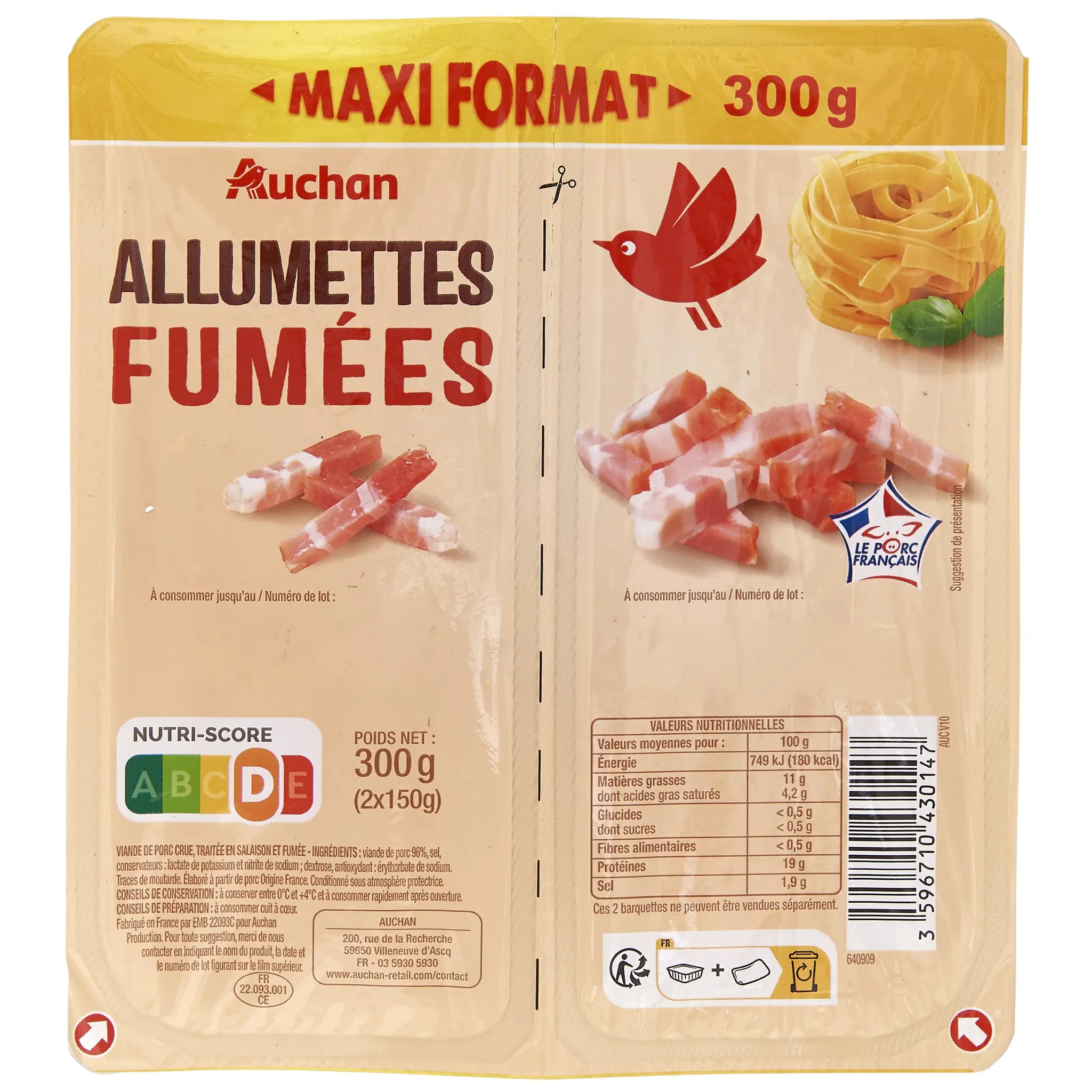 AUCHAN Allumettes fumées