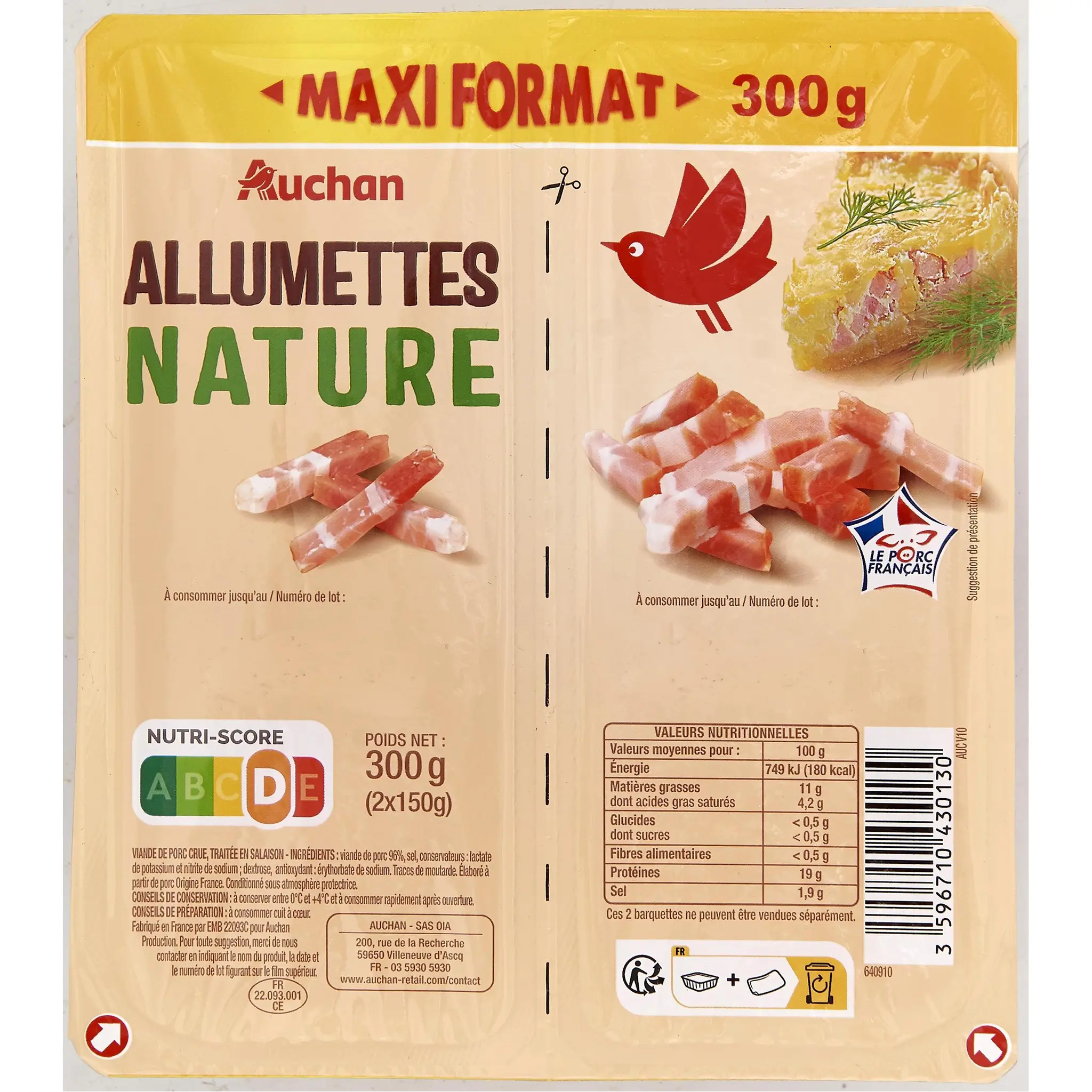 AUCHAN Allumettes nature
