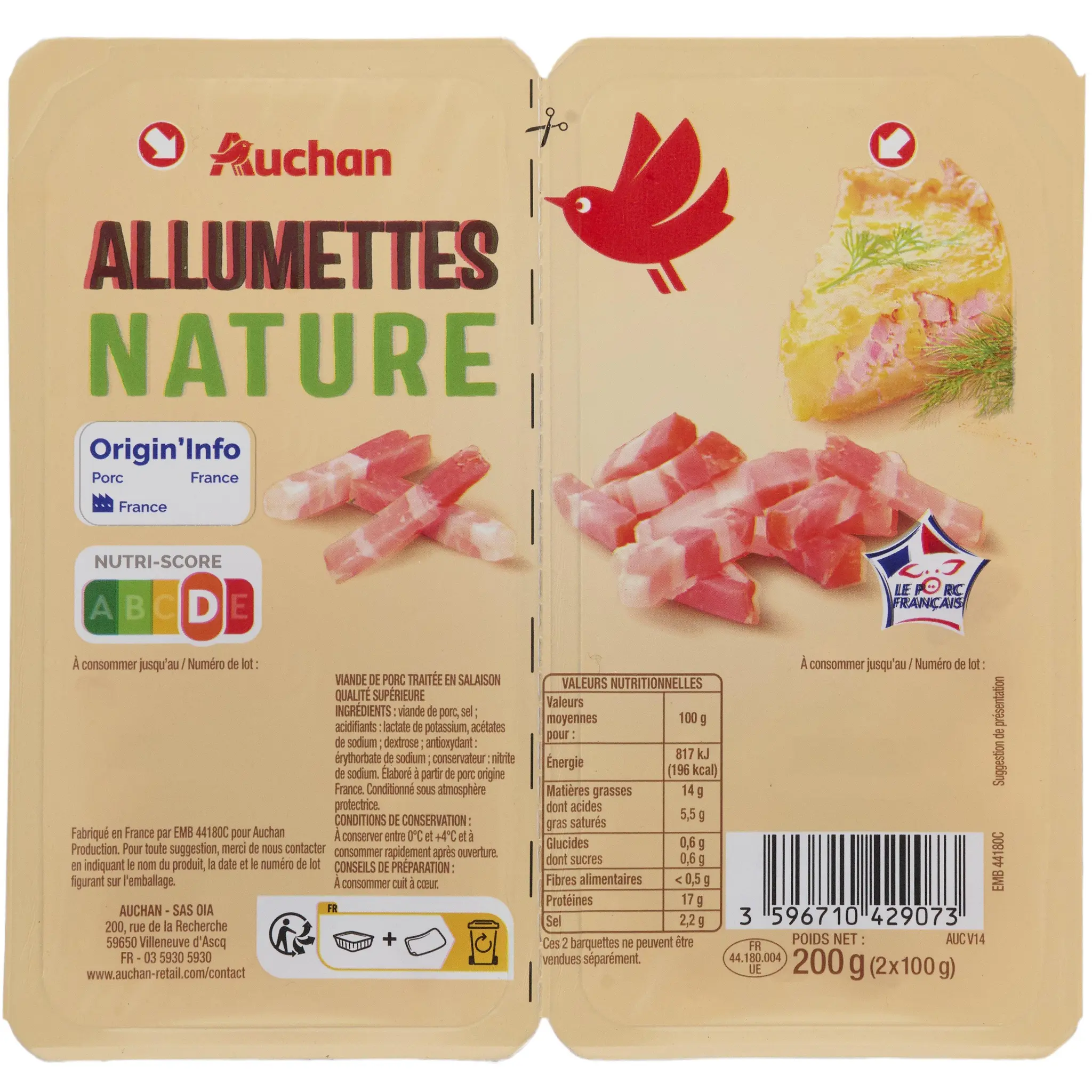 AUCHAN Allumettes nature