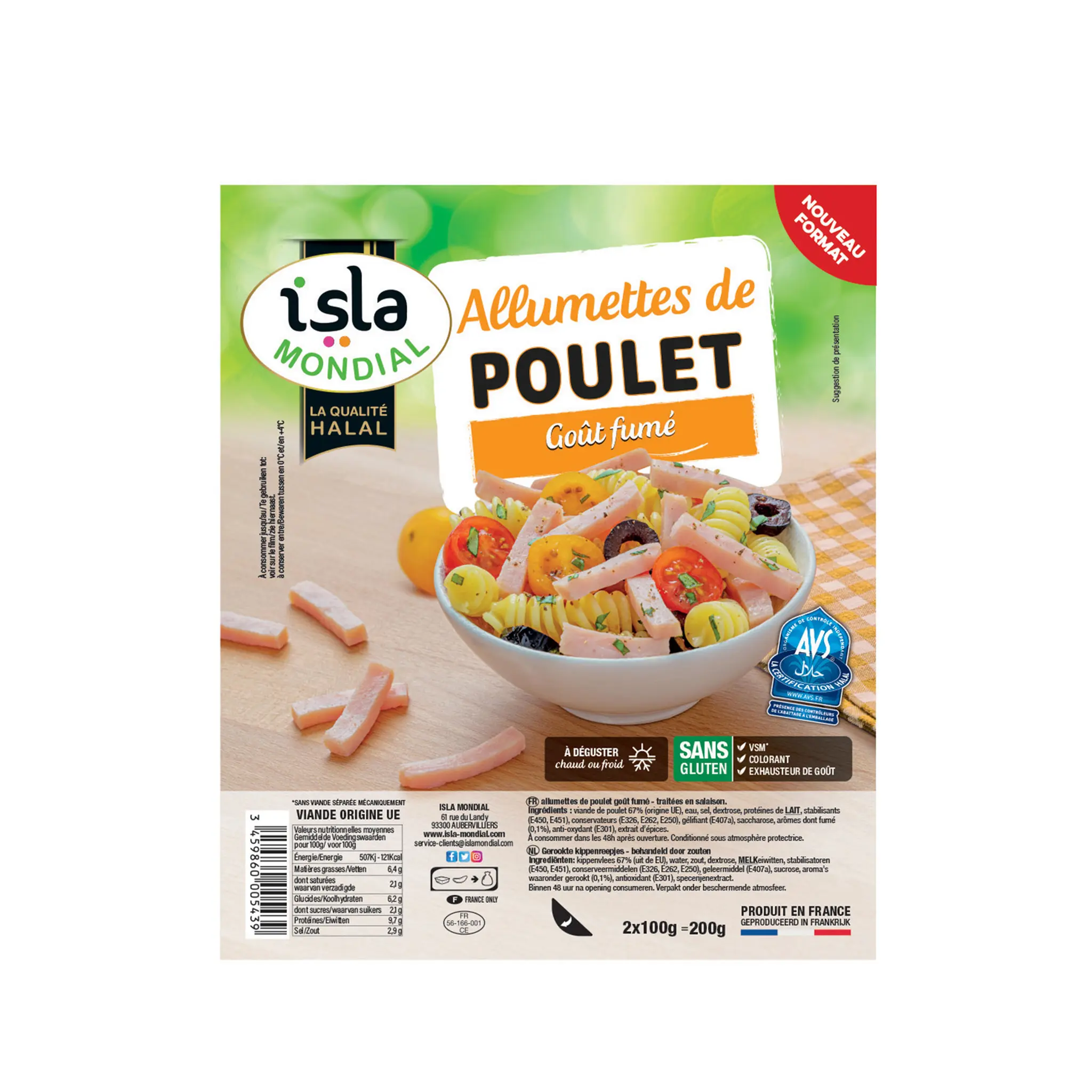 ISLA MONDIAL Allumettes de poulet halal goût fumé